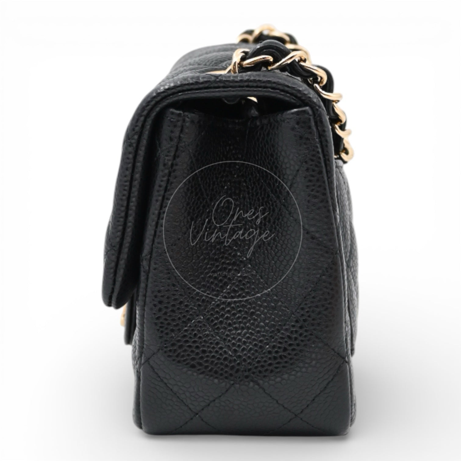 Chanel Mini Square Caviar Flap Bag GHW Black Series 25