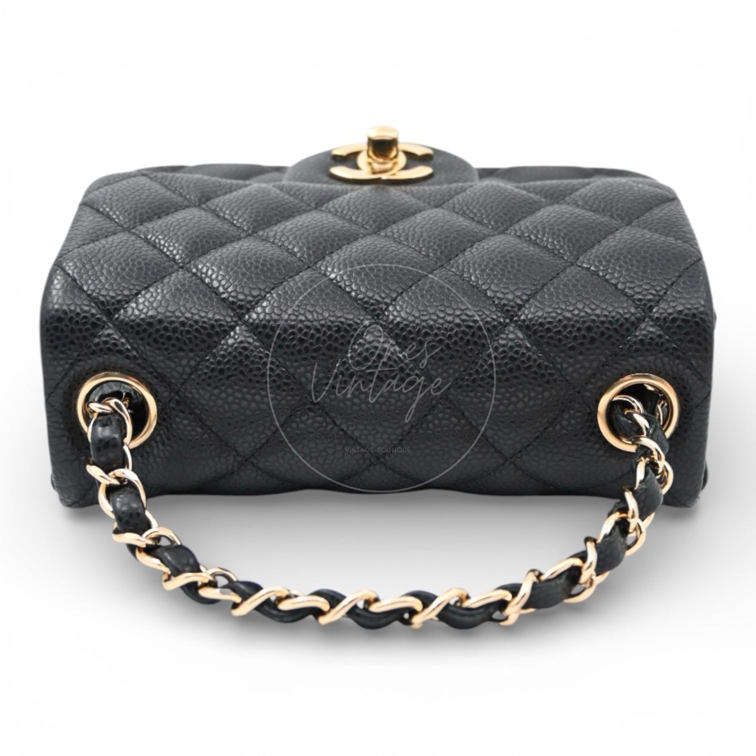 Chanel Mini Square Caviar Flap Bag GHW Black Series 25