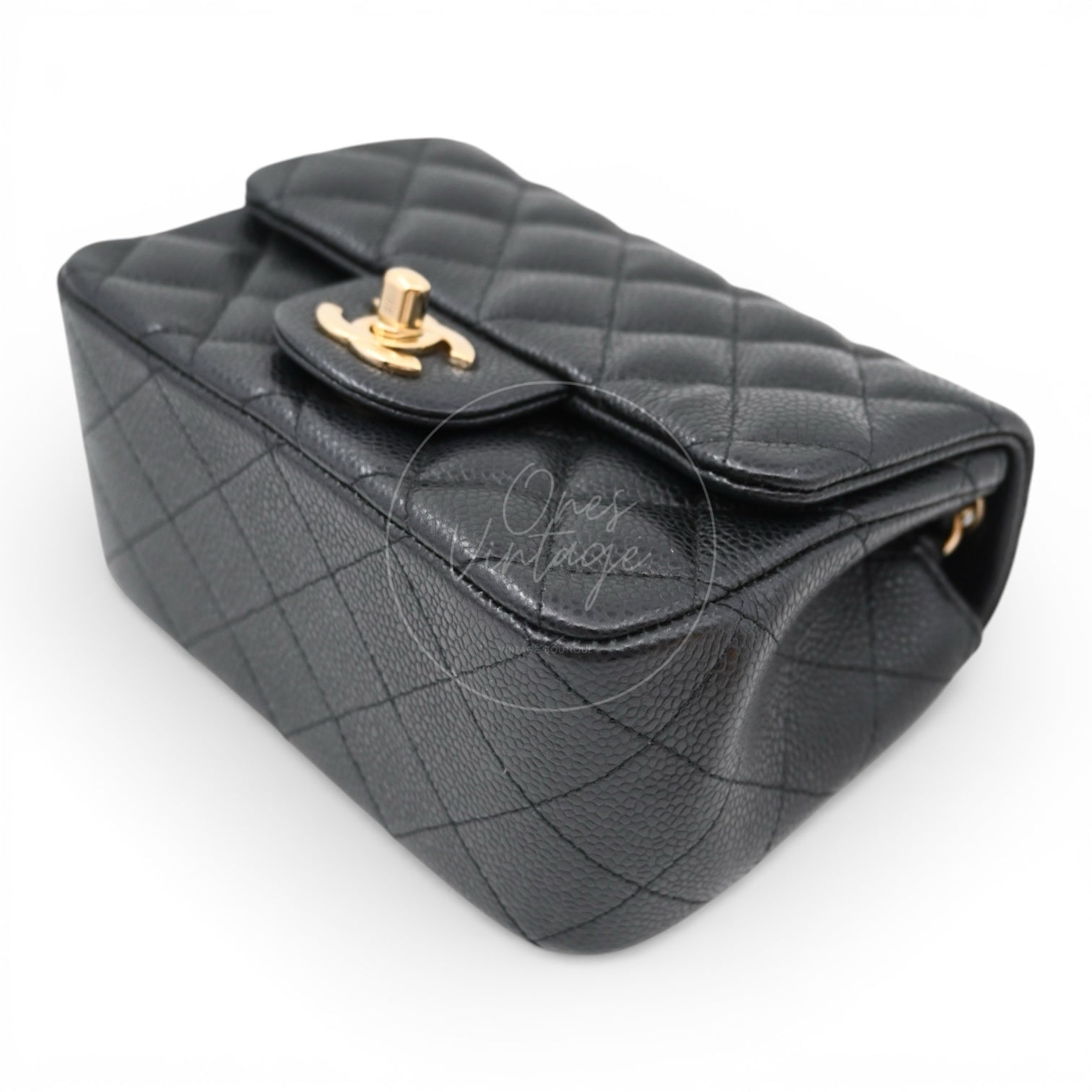 Chanel Mini Square Caviar Flap Bag GHW Black Series 25