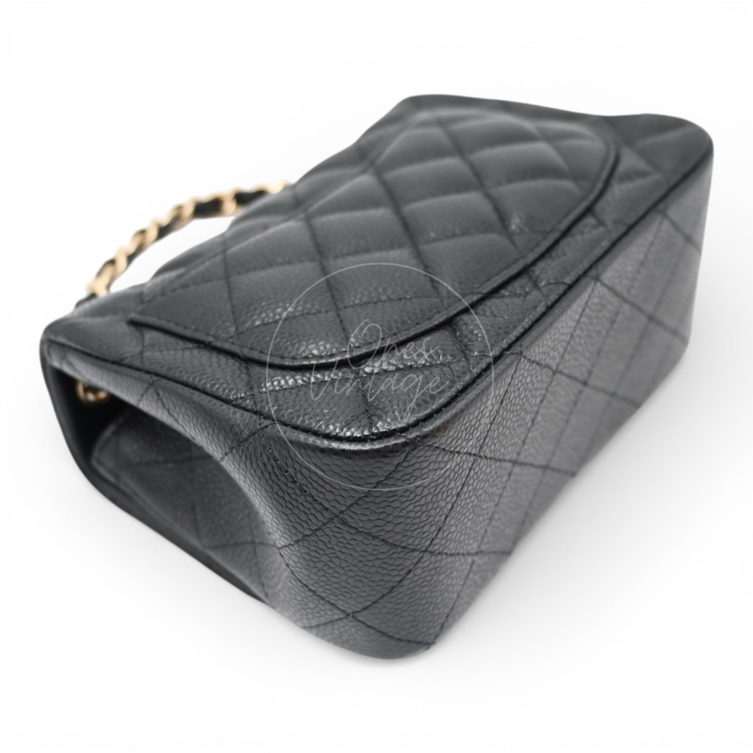 Chanel Mini Square Caviar Flap Bag GHW Black Series 25