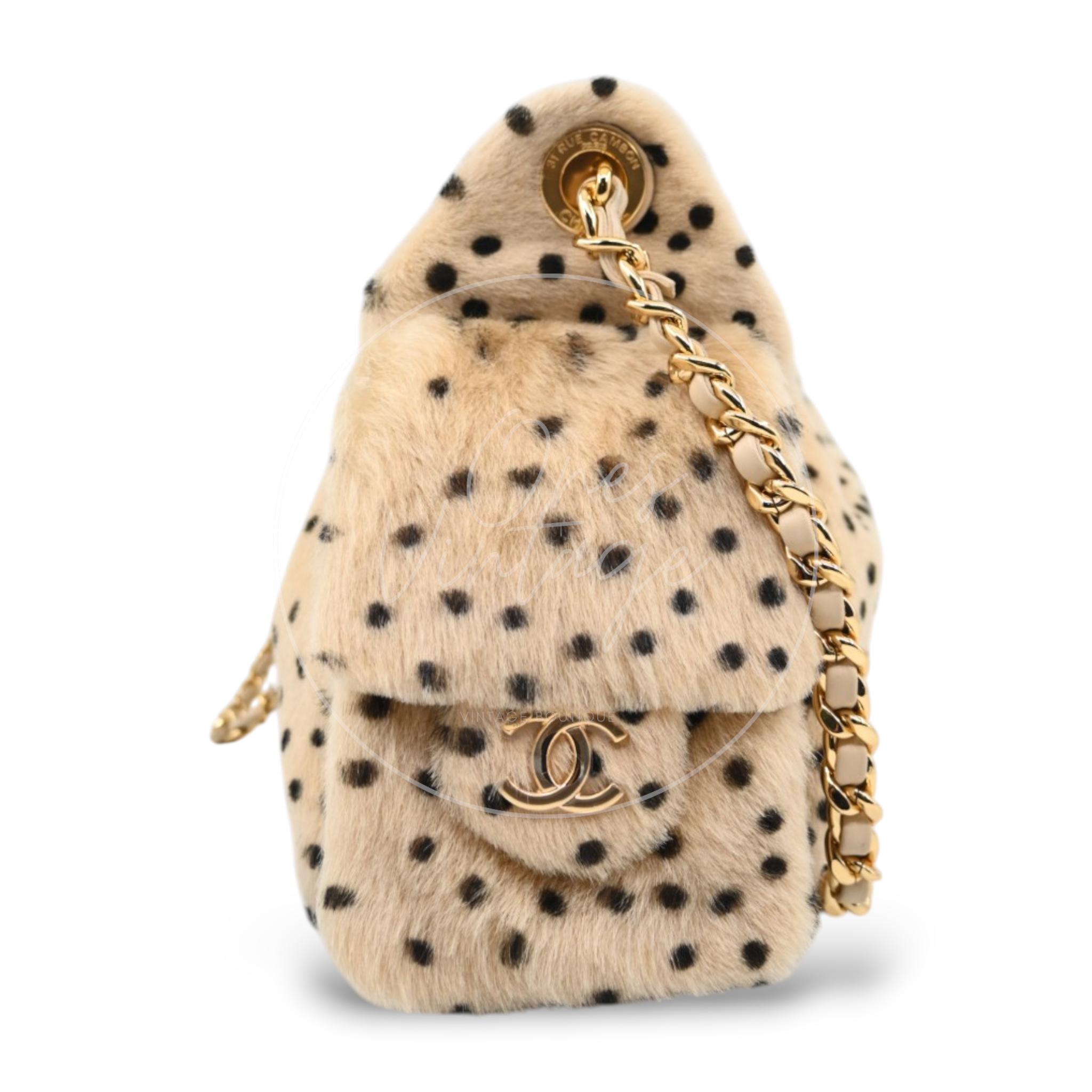 Chanel 25 Bag Mini Pony Hair Cheetah GHW Beige Black Series JX