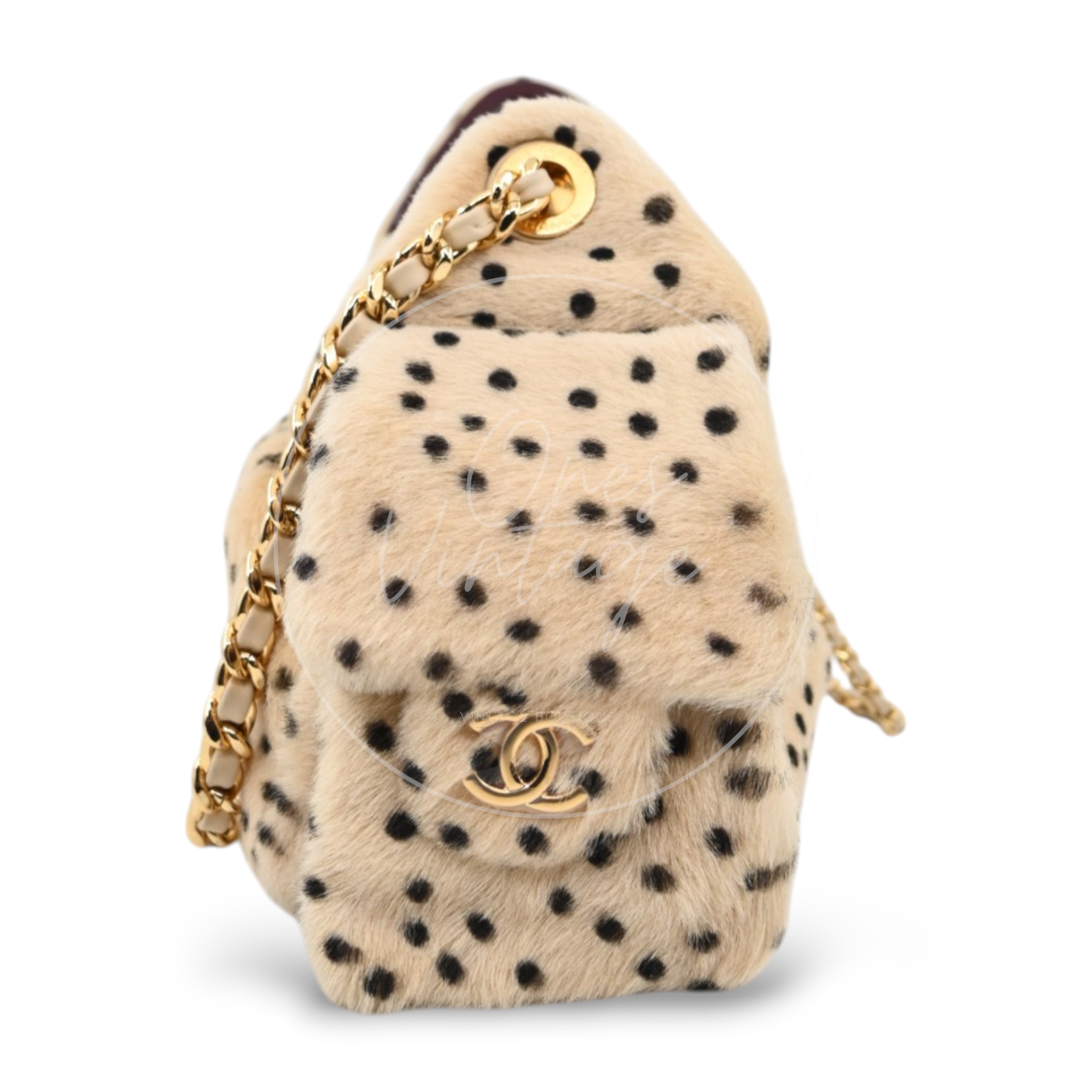 Chanel 25 Bag Mini Pony Hair Cheetah GHW Beige Black Series JX