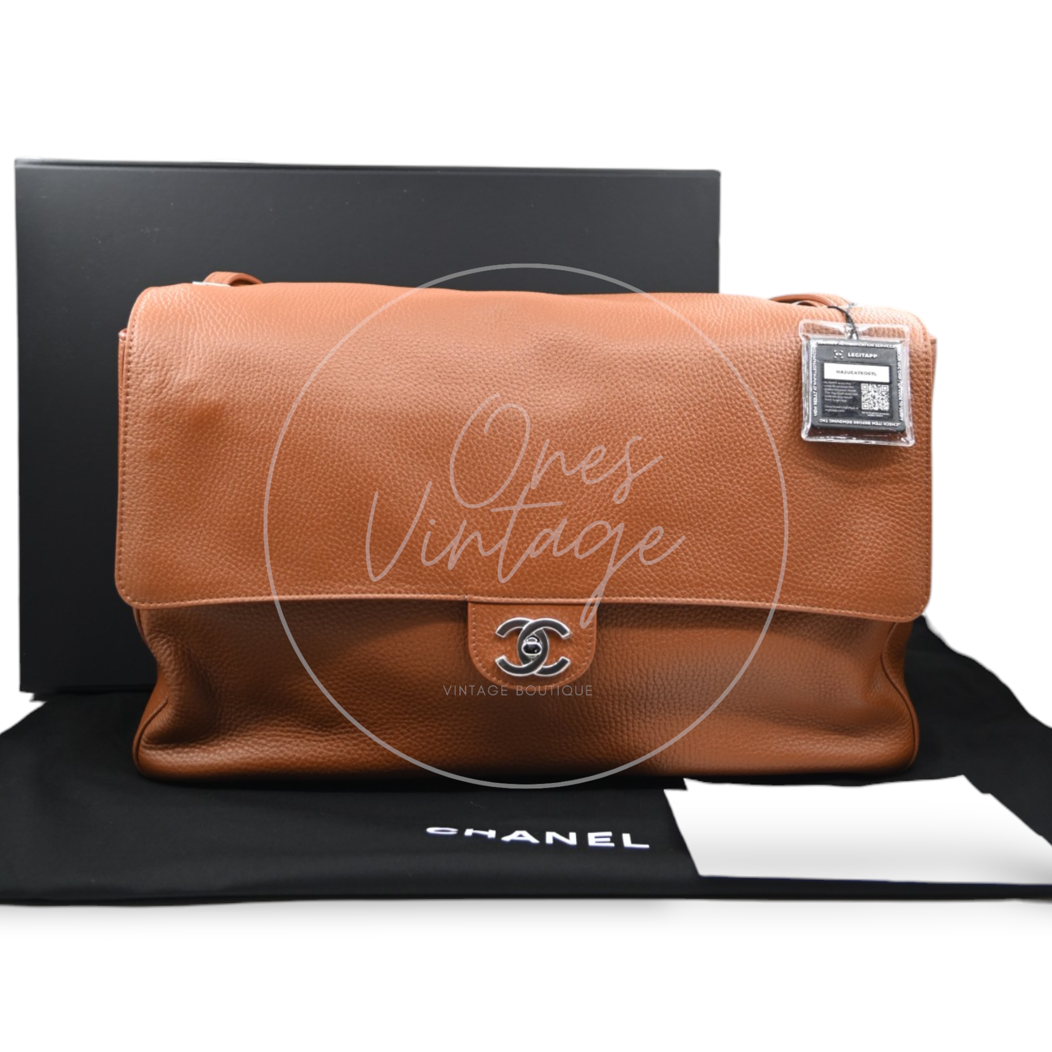 Chanel Maxi Flap Bag Grained Calfskin Caramel SHW Series X6