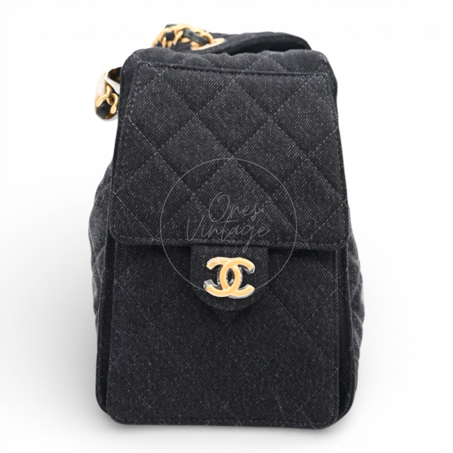 Chanel 25 Small Black Denim Handbag GHW Black 2025