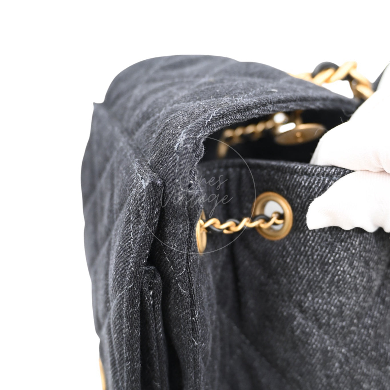 Chanel 25 Small Black Denim Handbag GHW Black 2025
