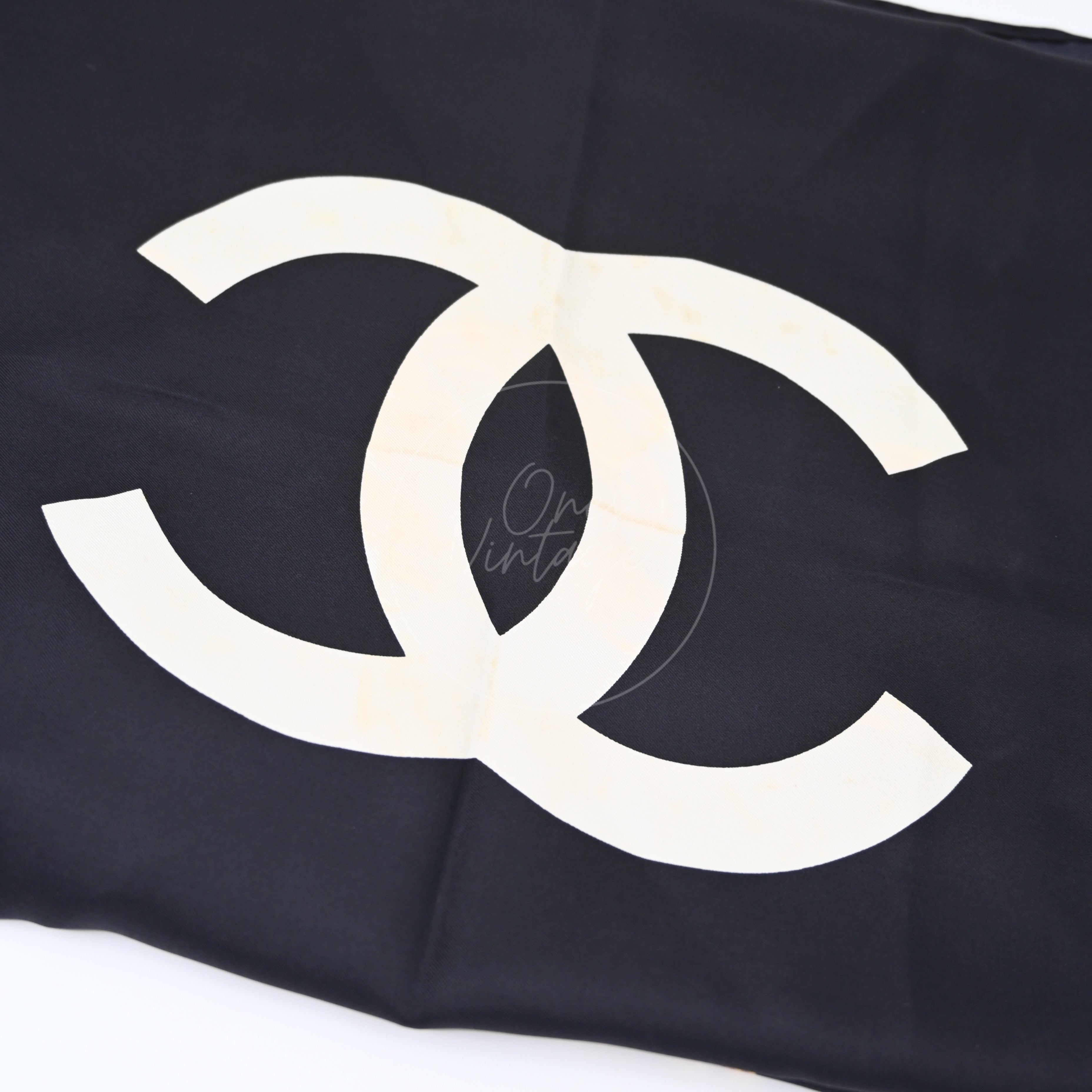 Chanel CC Logo With Gold Chain Pattern Square Scarf