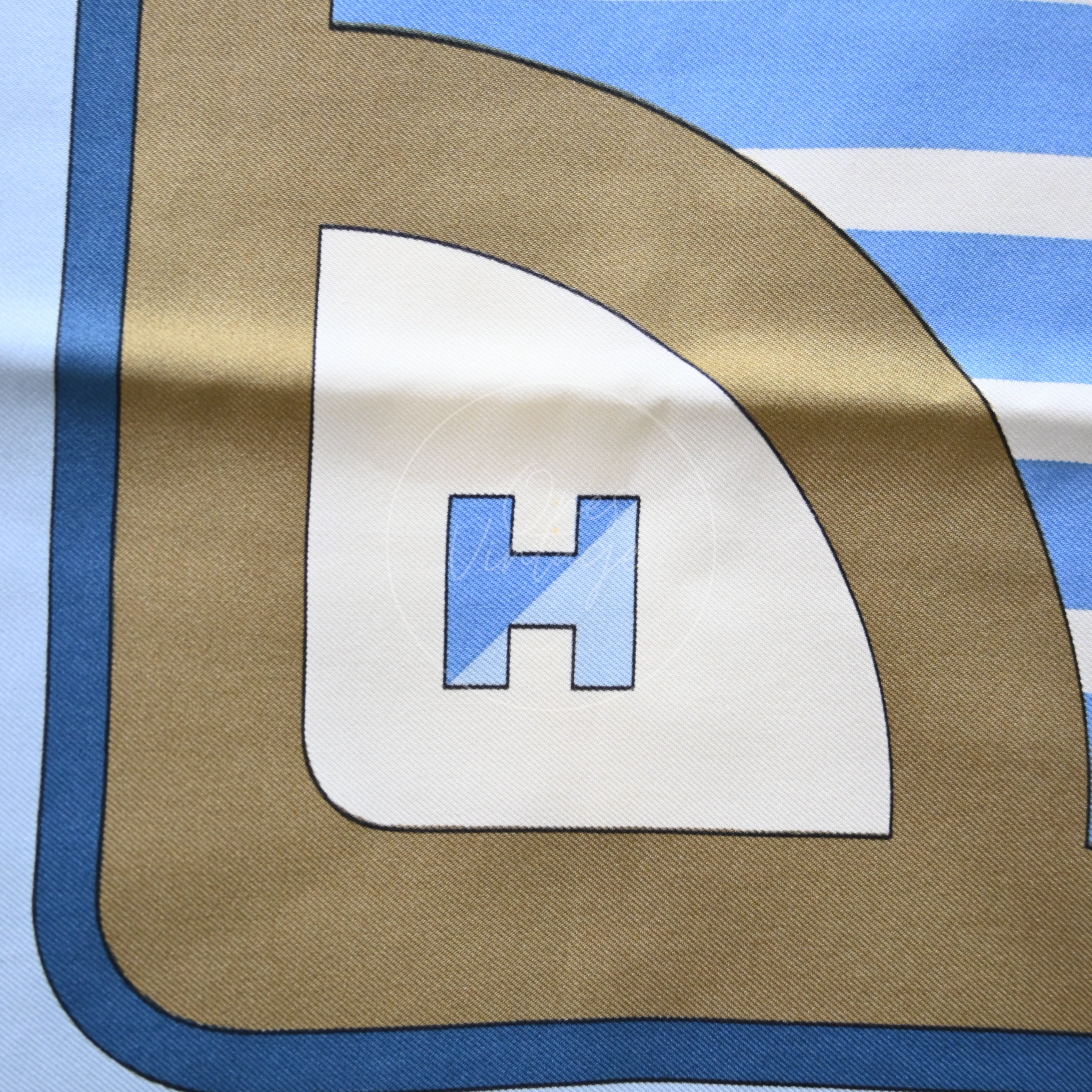 Hermes Carre 90 Coaching Light Blue Square Scarf