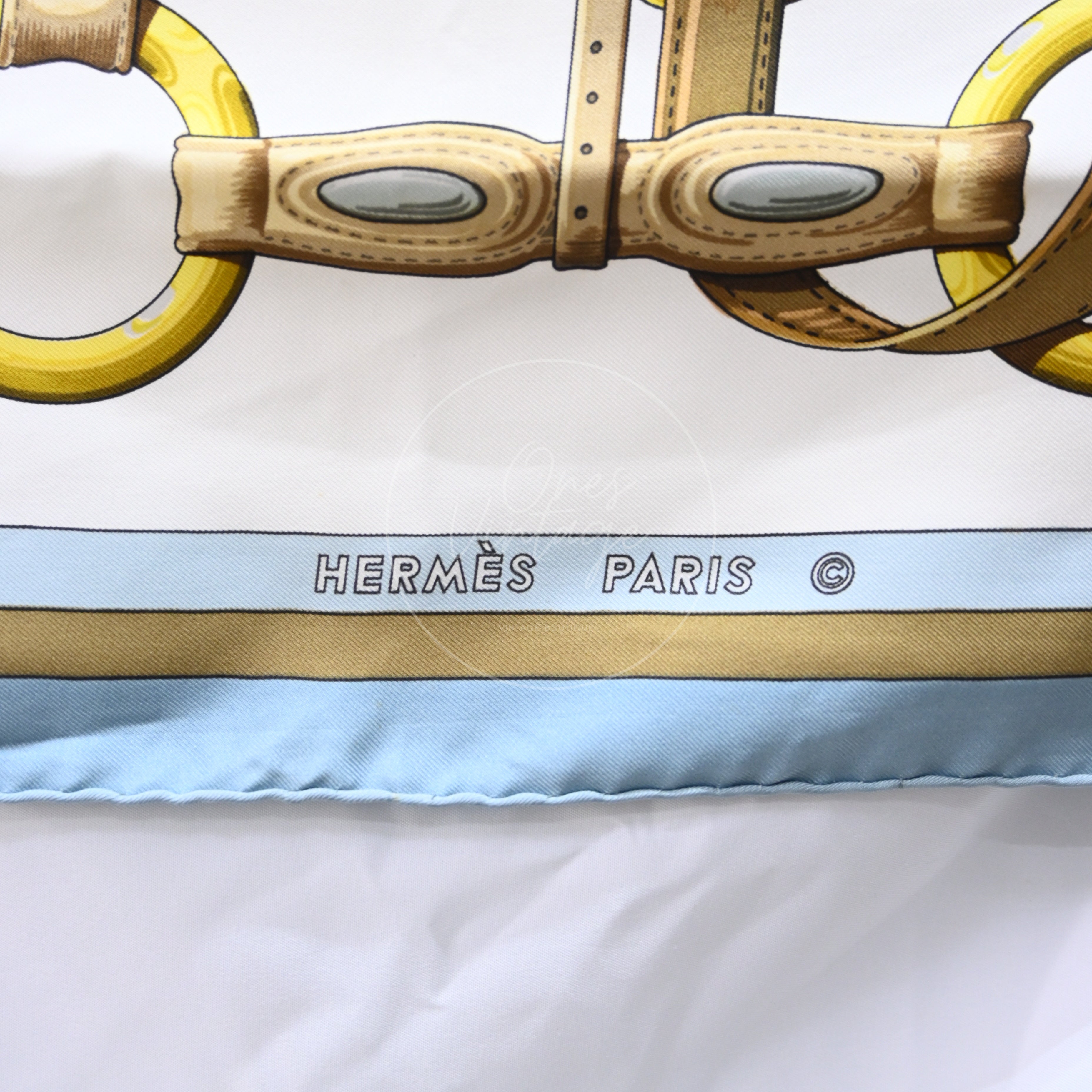 Hermes Carre 90 Coaching Light Blue Square Scarf