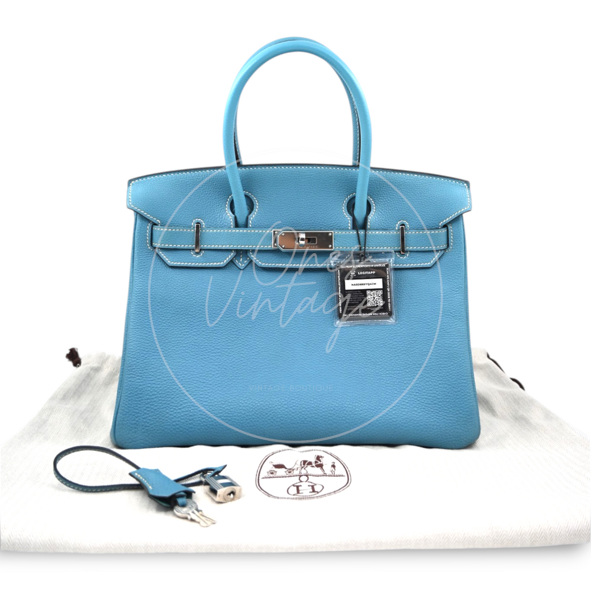 Hermes Birkin 30 Togo Denim Jean PHW Square I