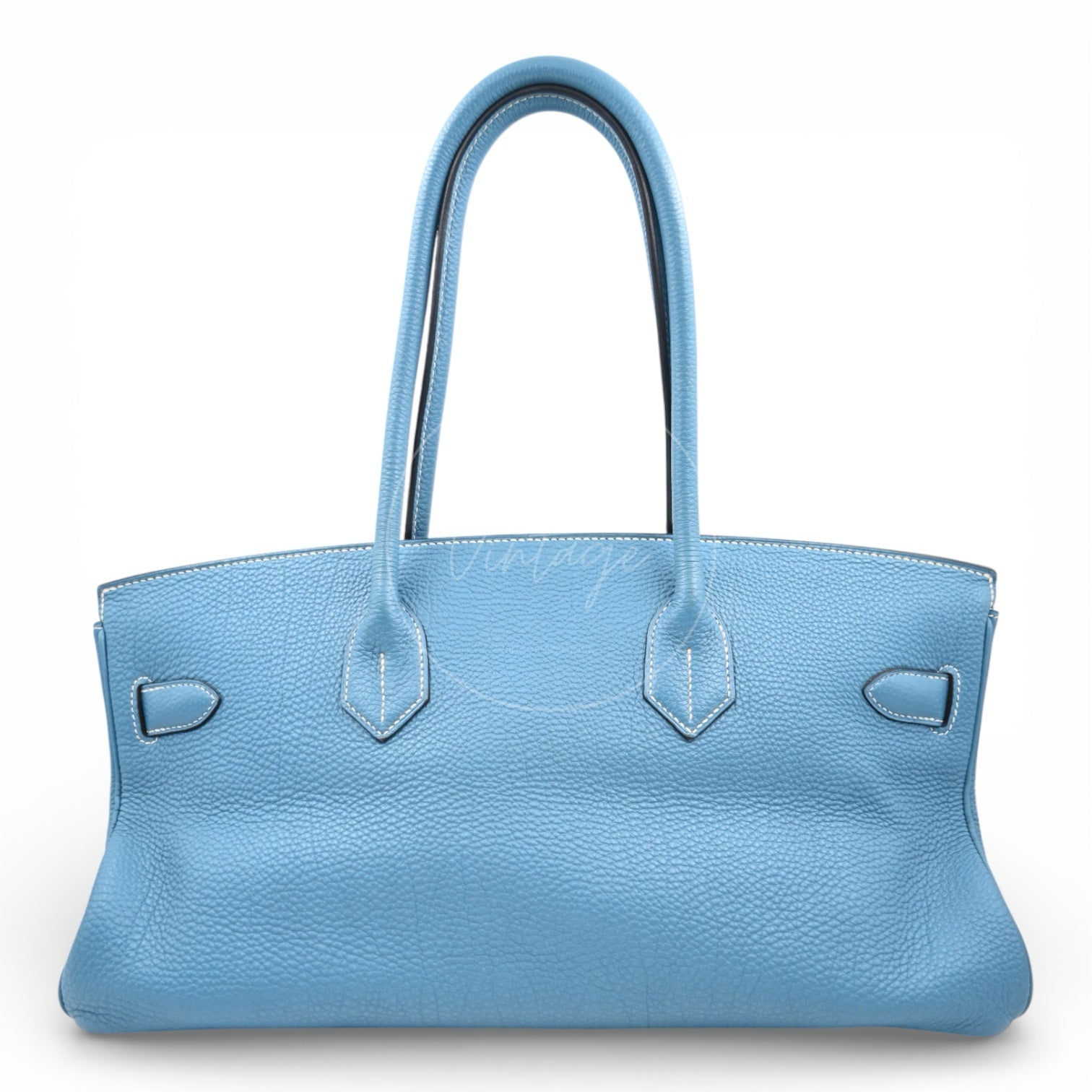 Hermes Birkin Shoulder Handbag PHW Denim Jean Blue Square N