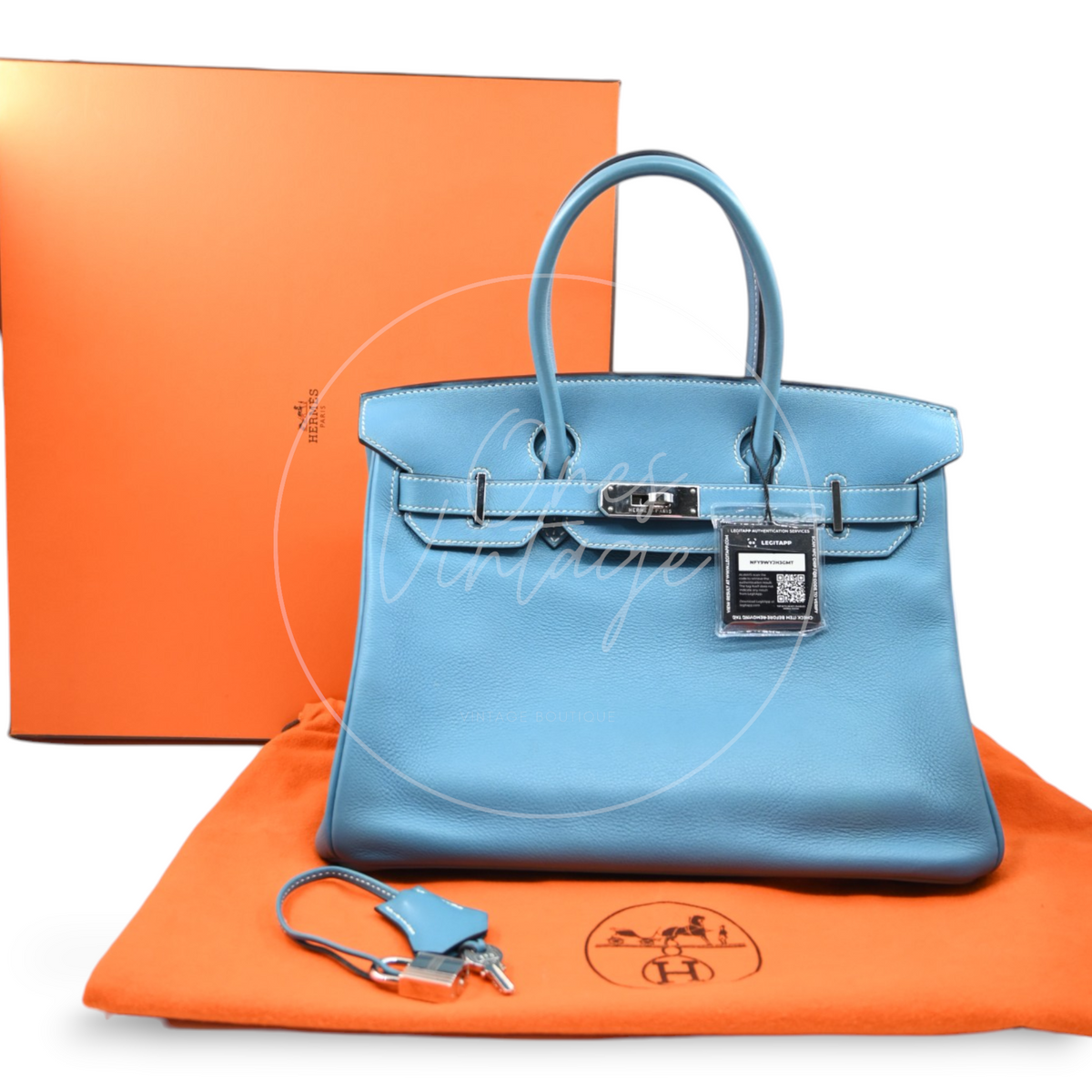 Hermes Birkin 30 PHW Blue Jean Togo Square K