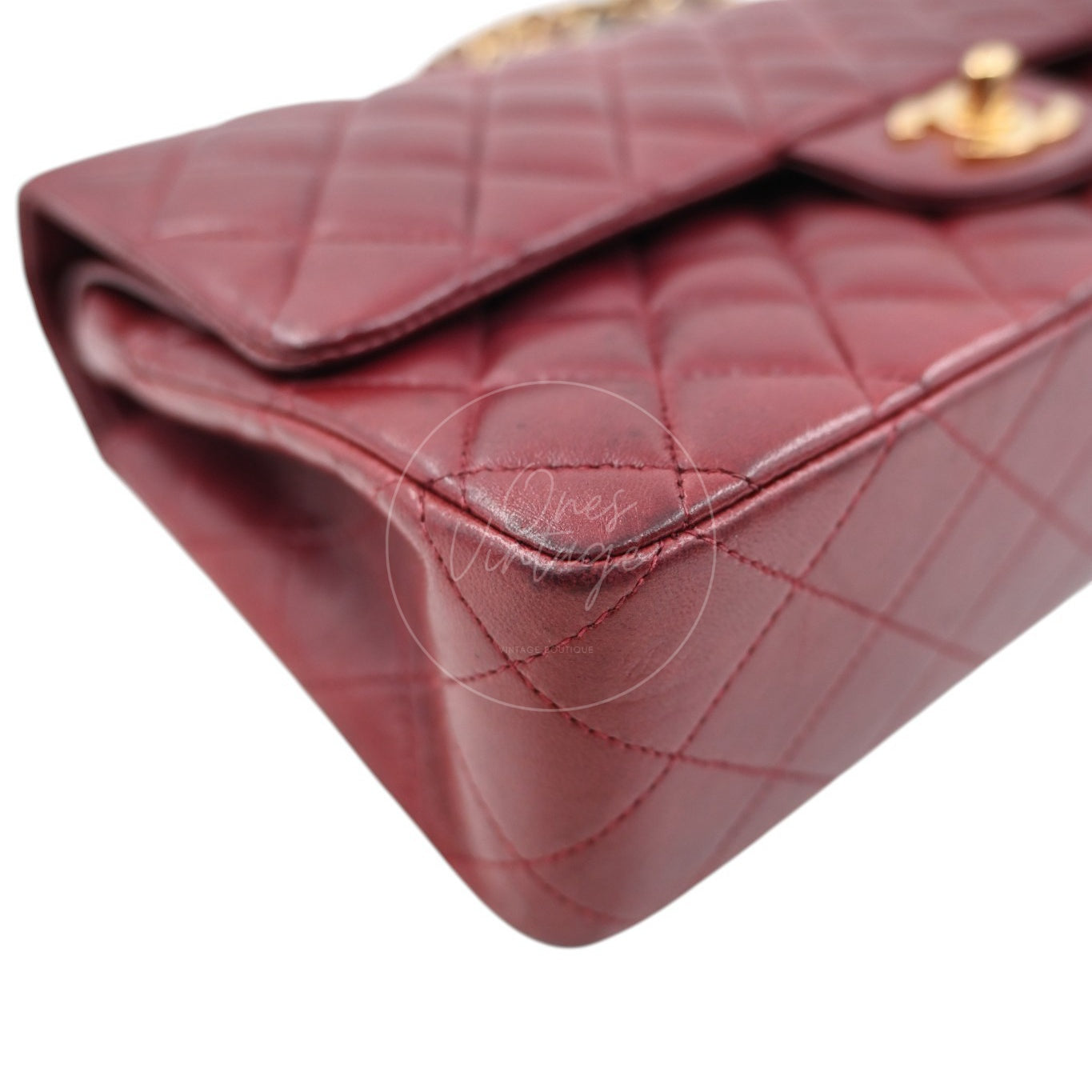 Chanel Medium Classic Double Flap Bag Lambskin Dark Red GHW Series 7