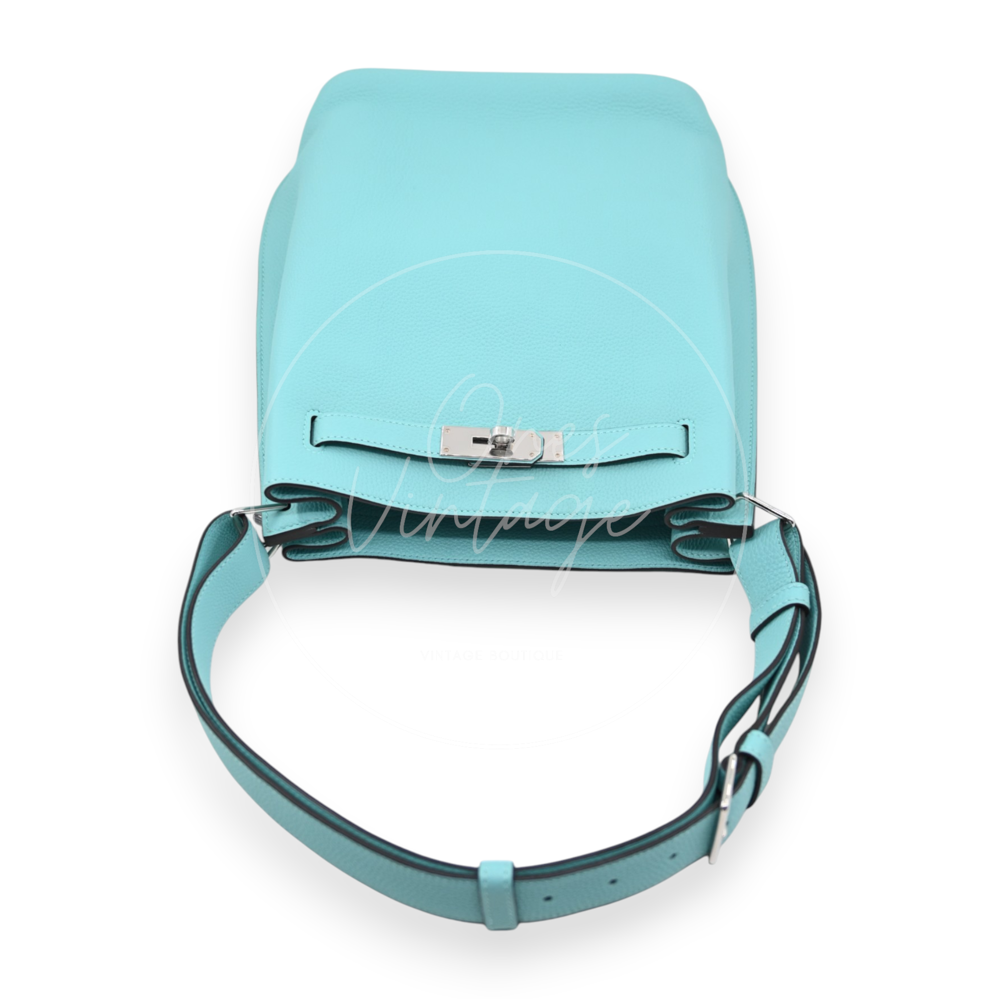 Hermes So Kelly 22 Togo Atoll Blue PHW Stamp T