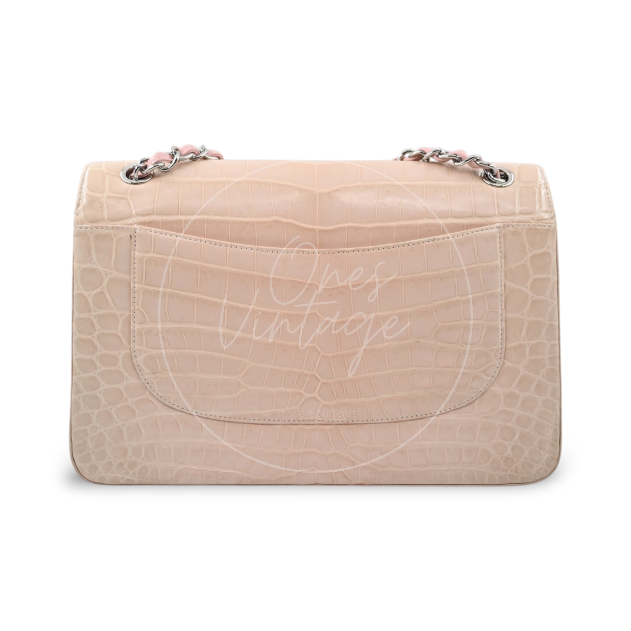 Chanel Classic Jumbo Flap Bag Alligator Pink SHW Series 17