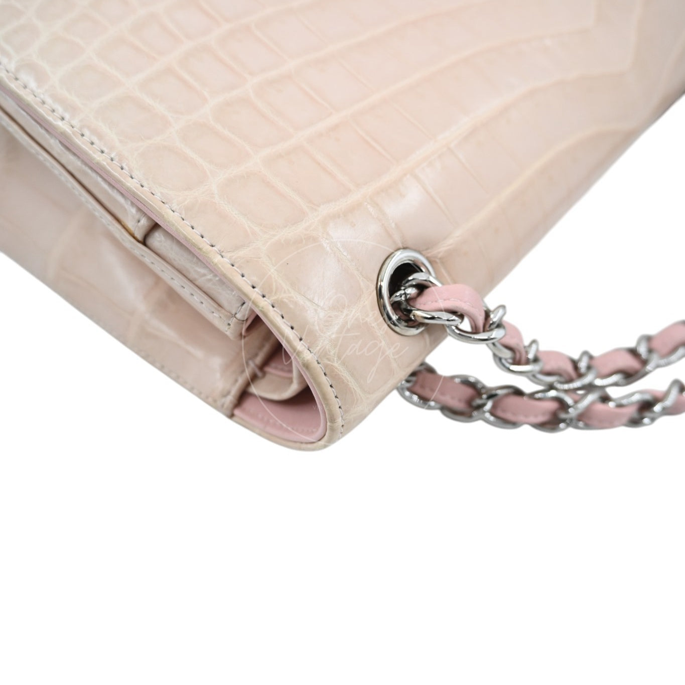 Chanel Classic Jumbo Flap Bag Alligator Pink SHW Series 17