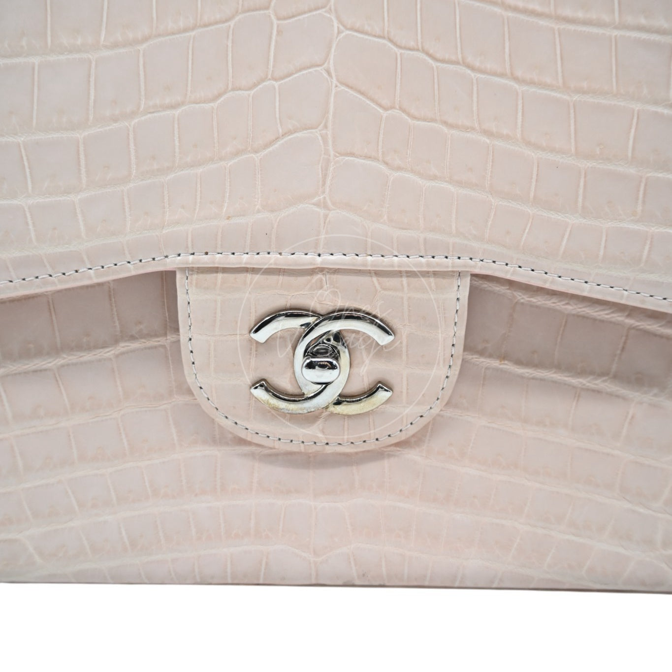 Chanel Classic Jumbo Flap Bag Alligator Pink SHW Series 17