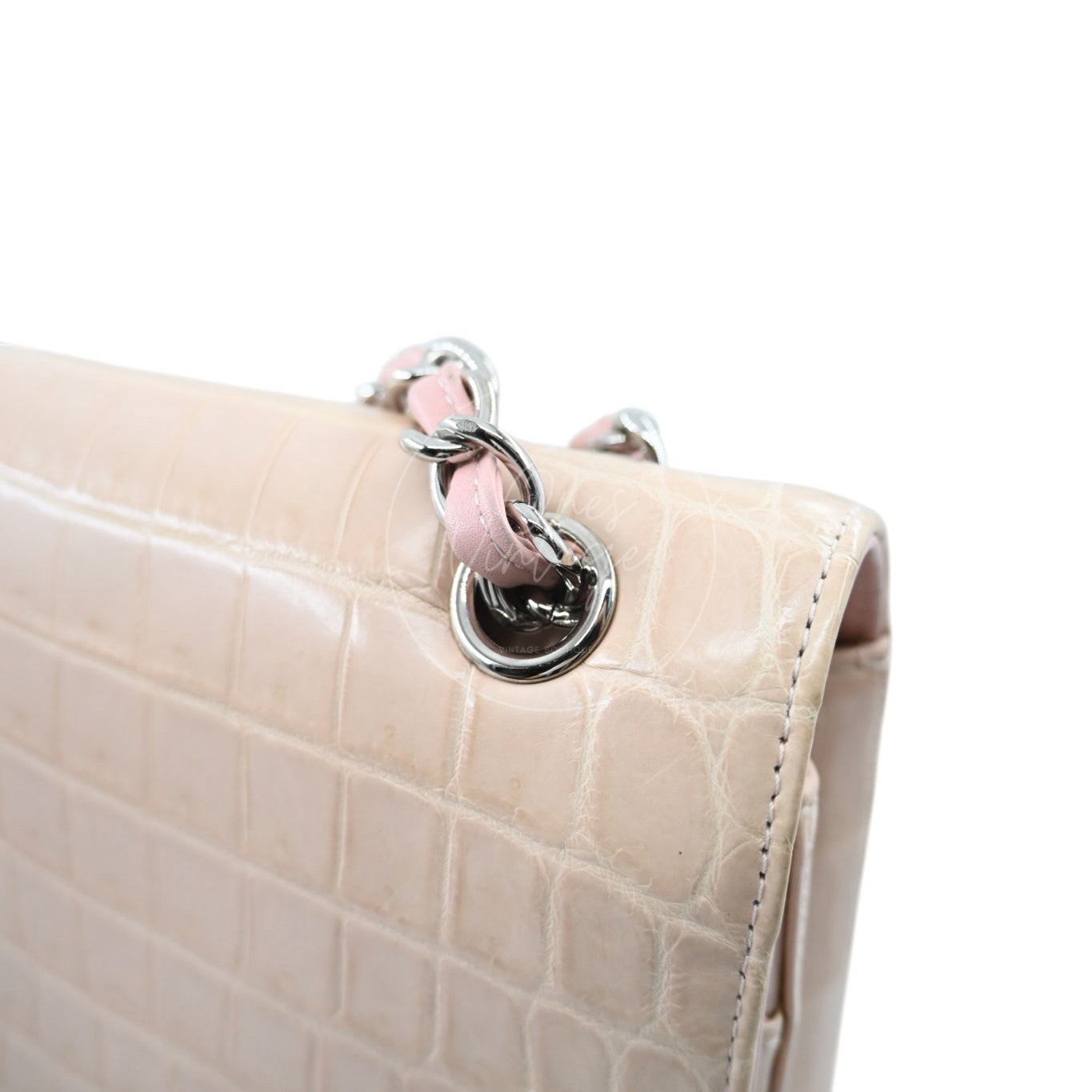 Chanel Classic Jumbo Flap Bag Alligator Pink SHW Series 17