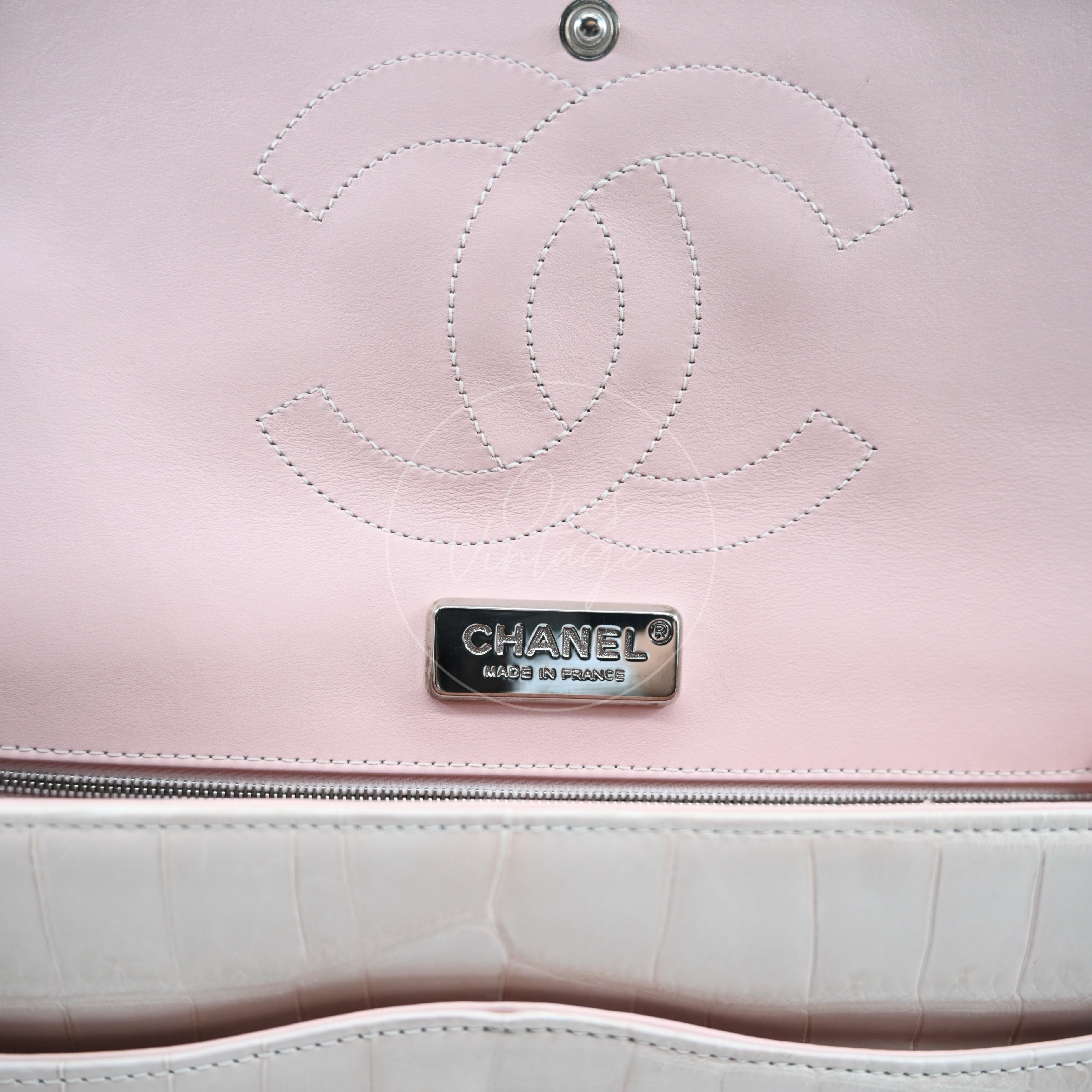Chanel Classic Jumbo Flap Bag Alligator Pink SHW Series 17
