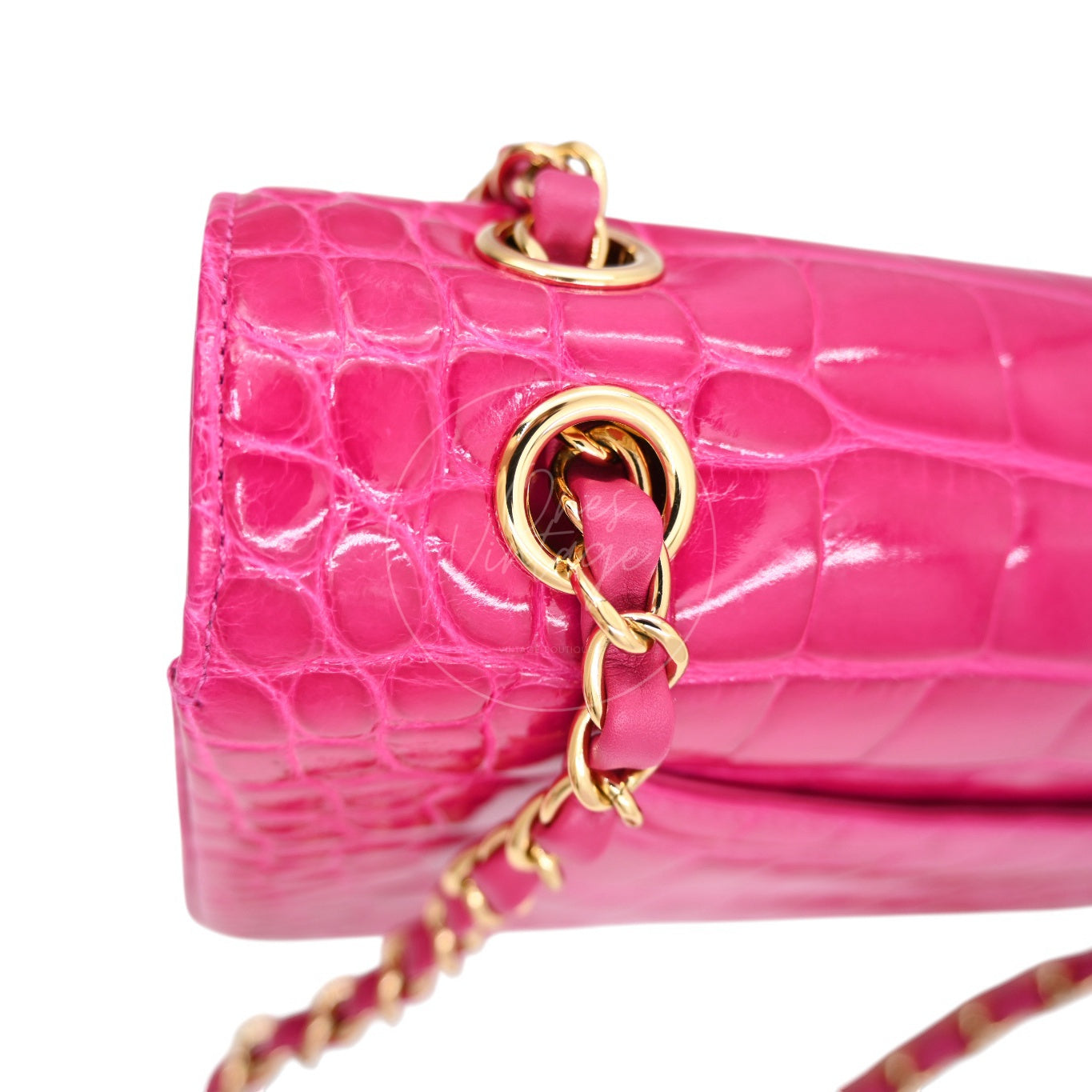 Chanel Shiny Alligator Medium Classic Flap Bag GHW Pink Series 27