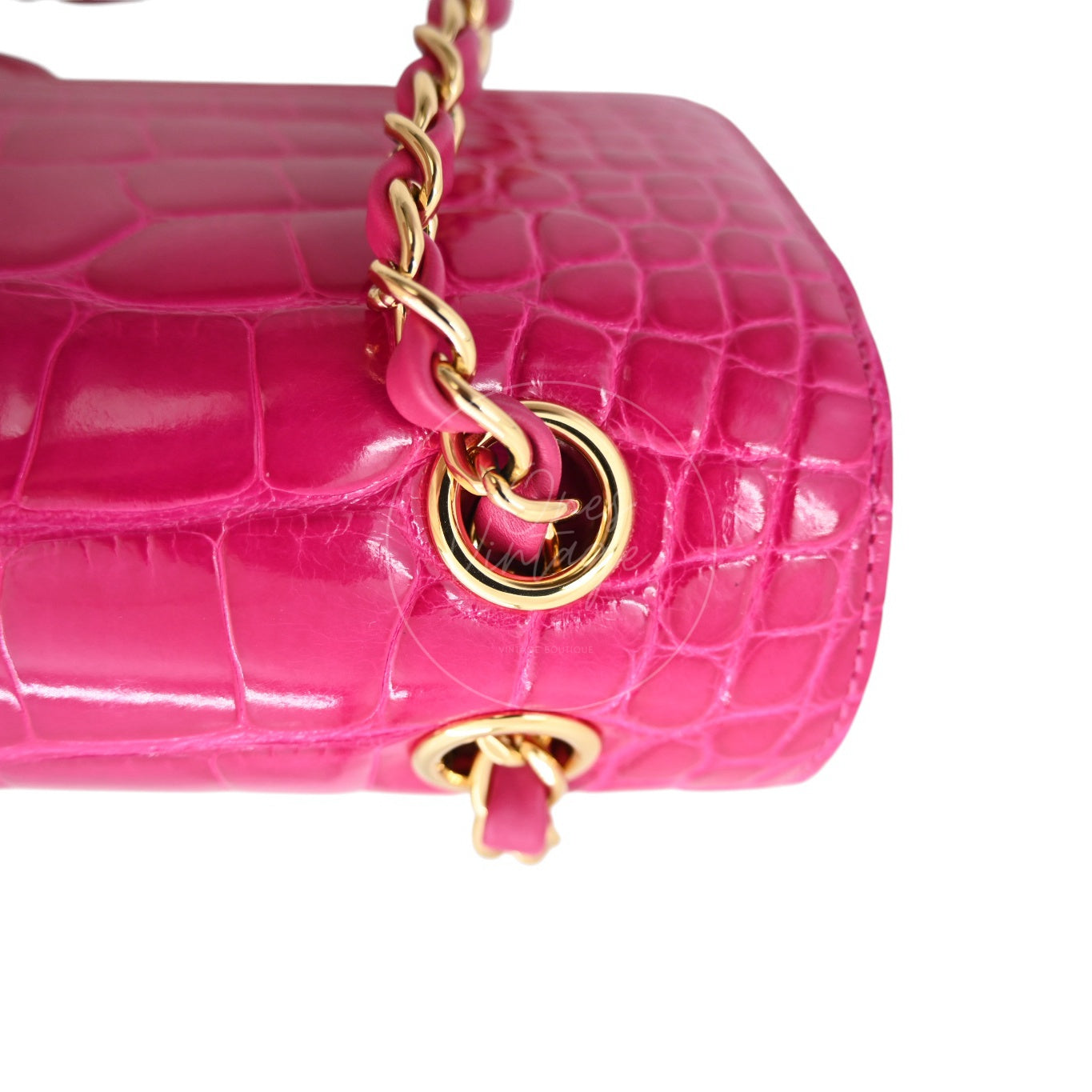 Chanel Shiny Alligator Medium Classic Flap Bag GHW Pink Series 27