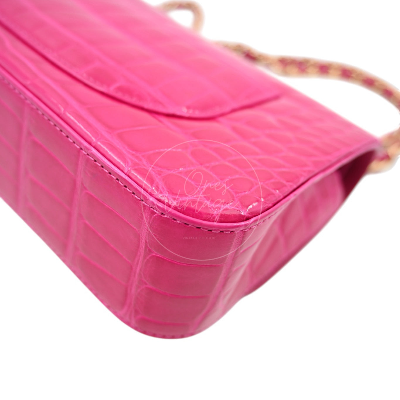 Chanel Shiny Alligator Medium Classic Flap Bag GHW Pink Series 27