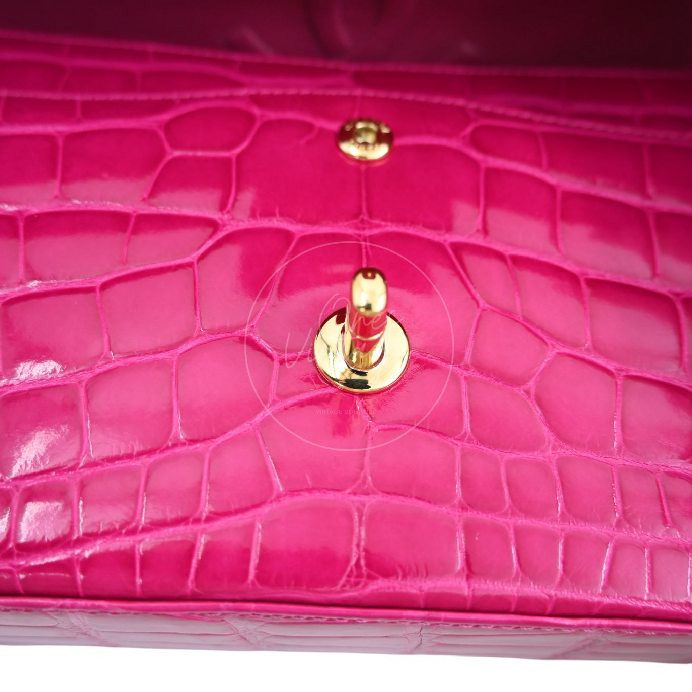 Chanel Shiny Alligator Medium Classic Flap Bag GHW Pink Series 27