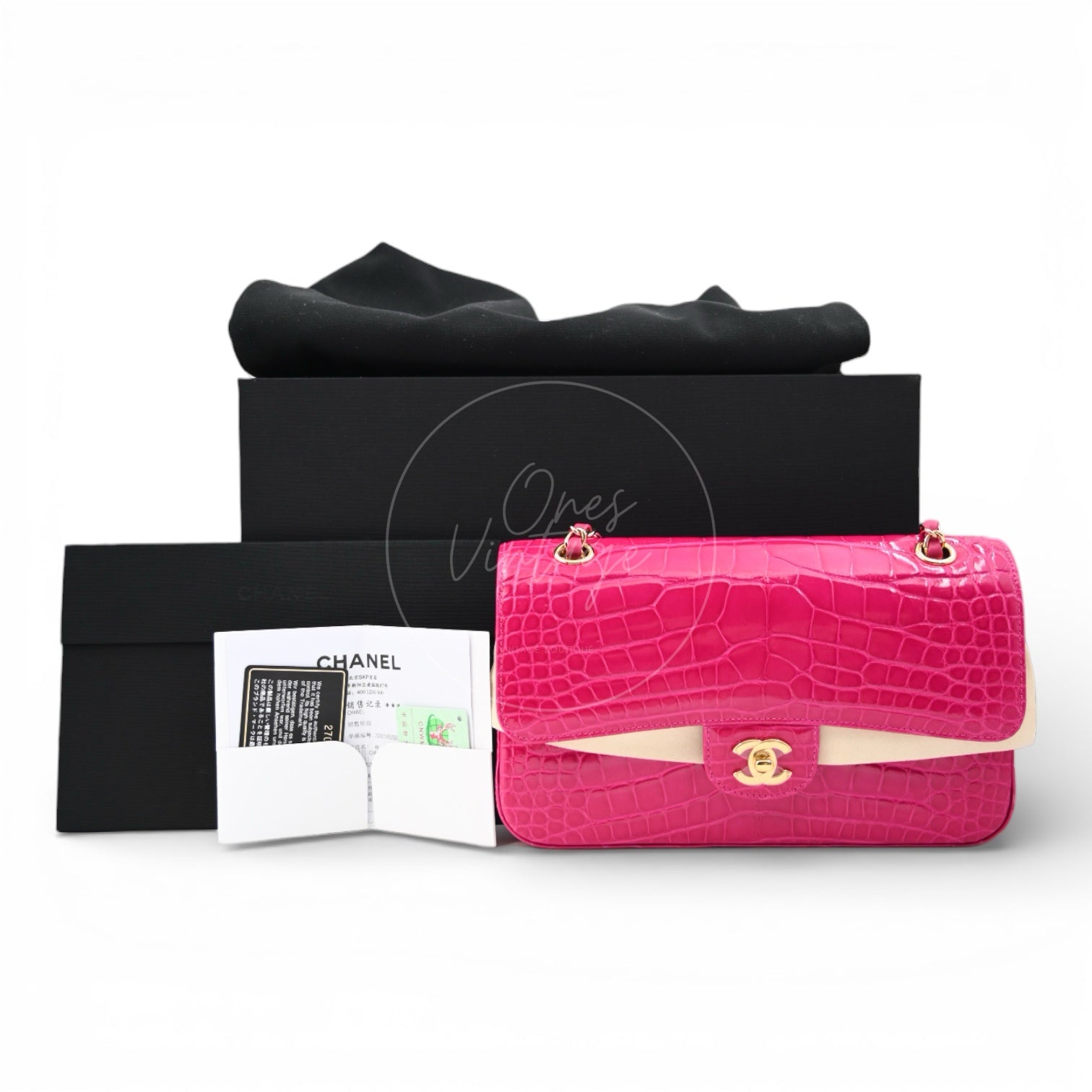 Chanel Shiny Alligator Medium Classic Flap Bag GHW Pink Series 27