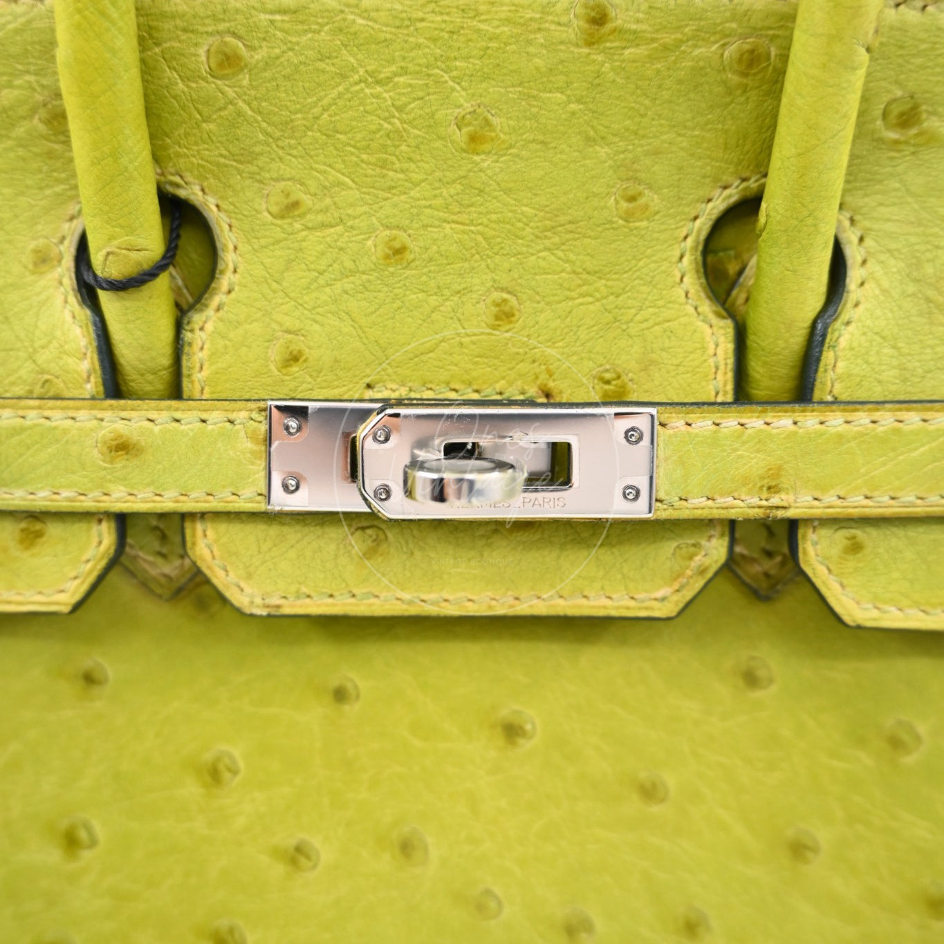 Hermes Birkin 25 Ostrich PHW Green Square J