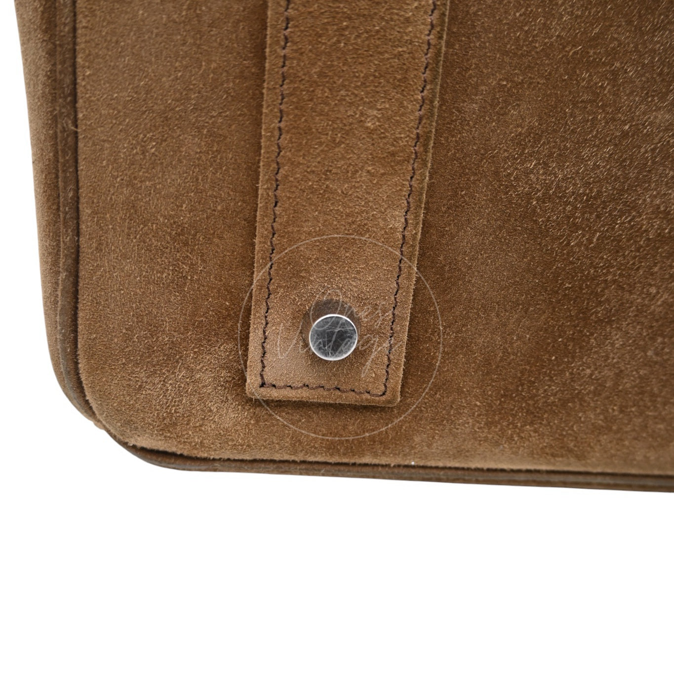 Hermes Birkin Shoulder Doblis Suede Brown Bag PHW Brown Square R