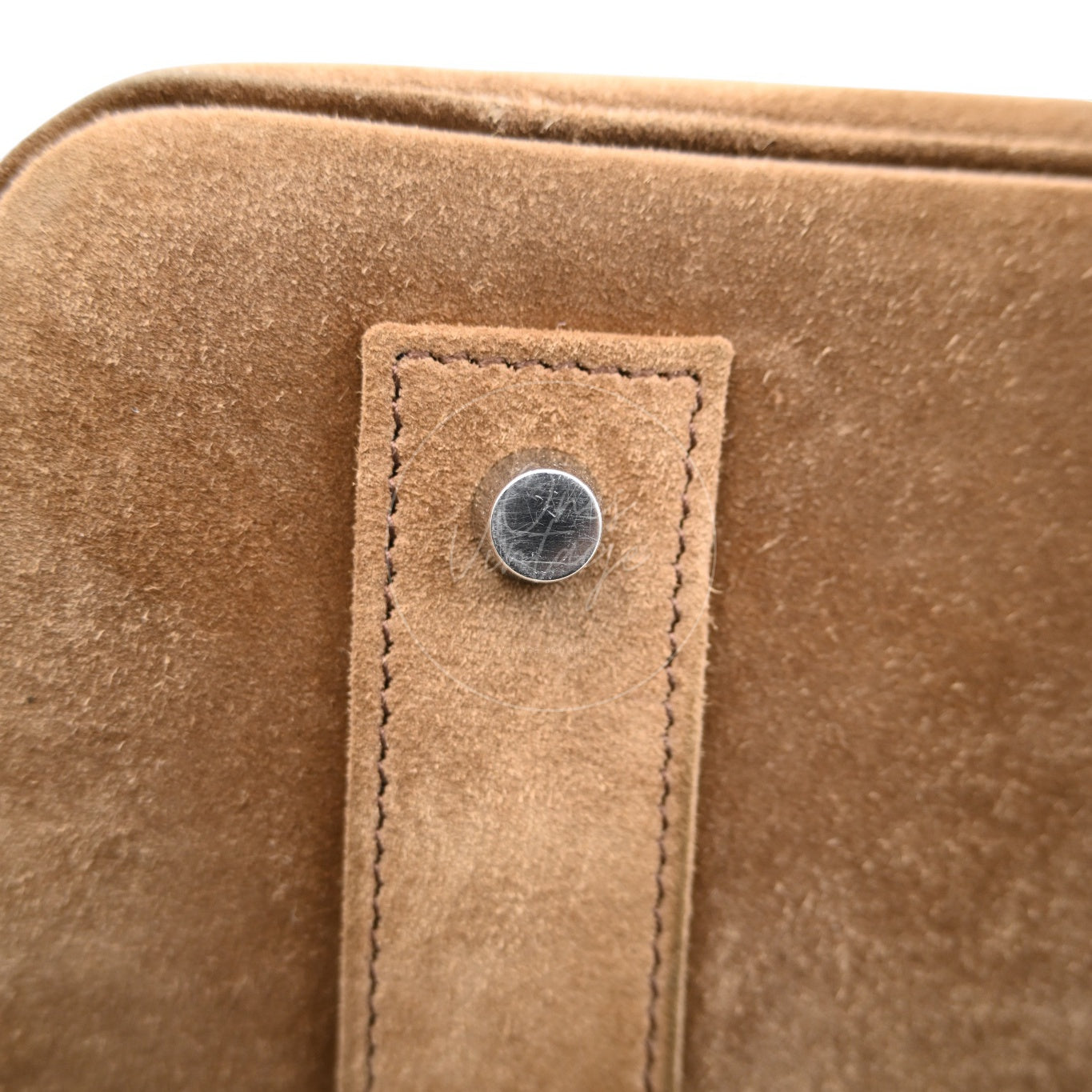 Hermes Birkin Shoulder Doblis Suede Brown Bag PHW Brown Square R