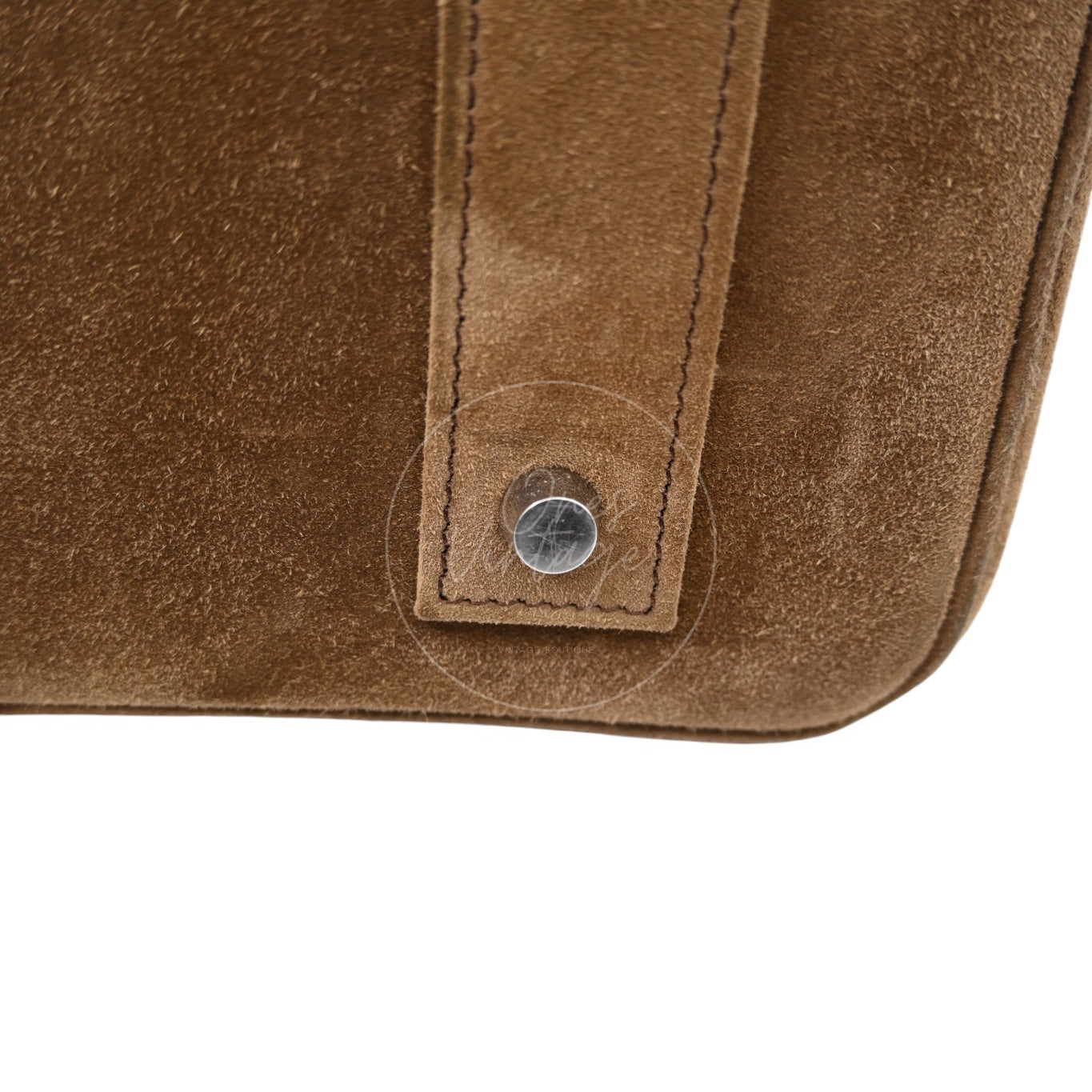 Hermes Birkin Shoulder Doblis Suede Brown Bag PHW Brown Square R