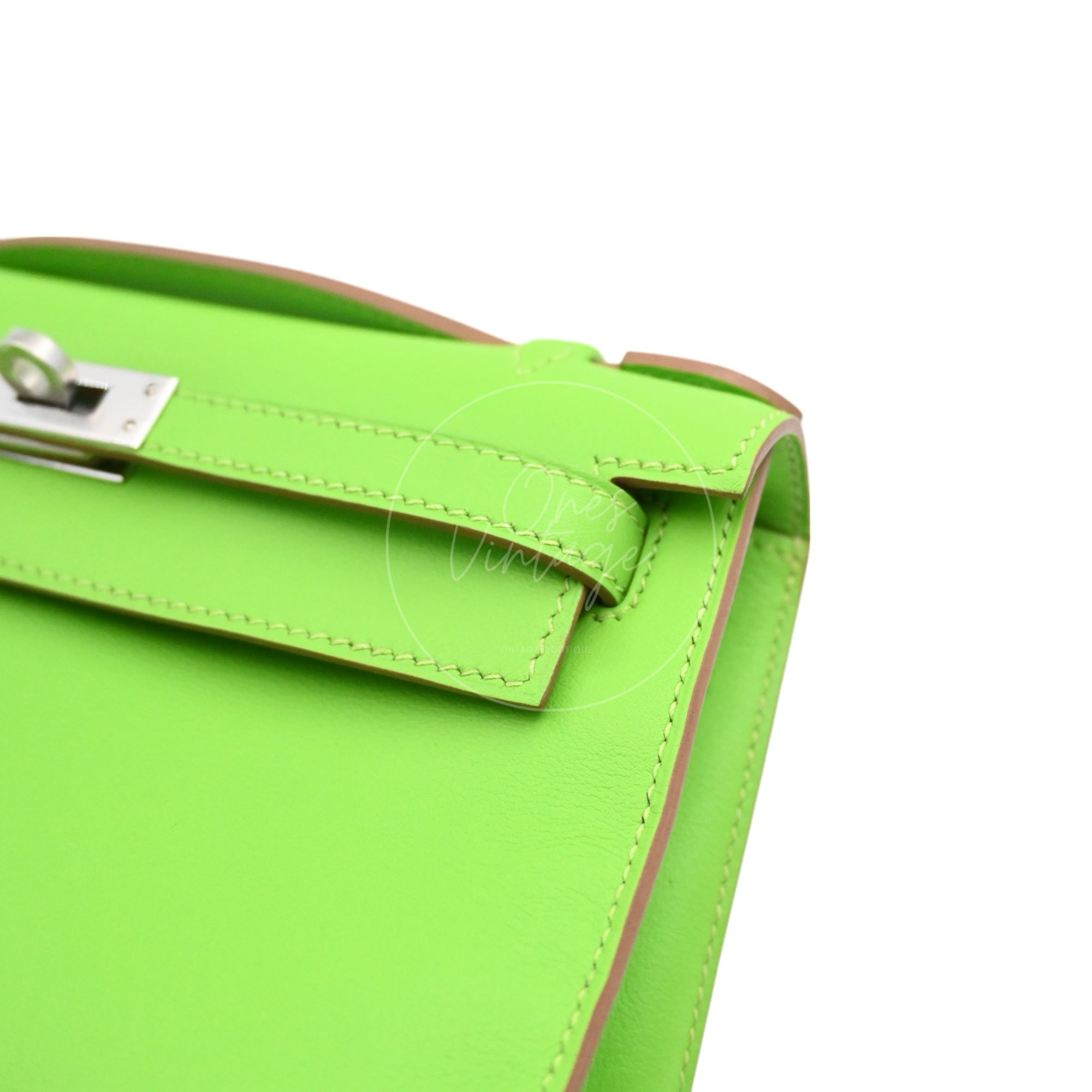Hermes Mini Kelly Pochette Swift PHW Apple Green Square P