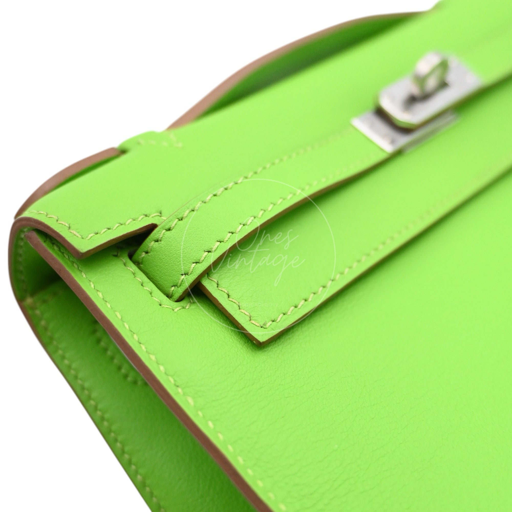 Hermes Mini Kelly Pochette Swift PHW Apple Green Square P