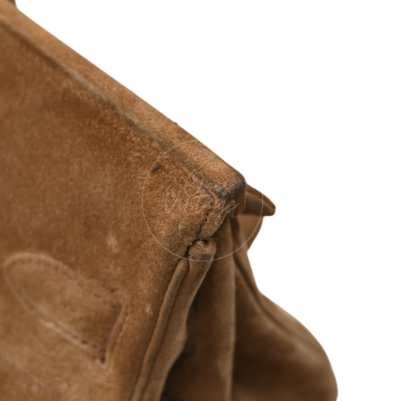 Hermes Birkin Shoulder Doblis Suede Brown Bag PHW Brown Square R