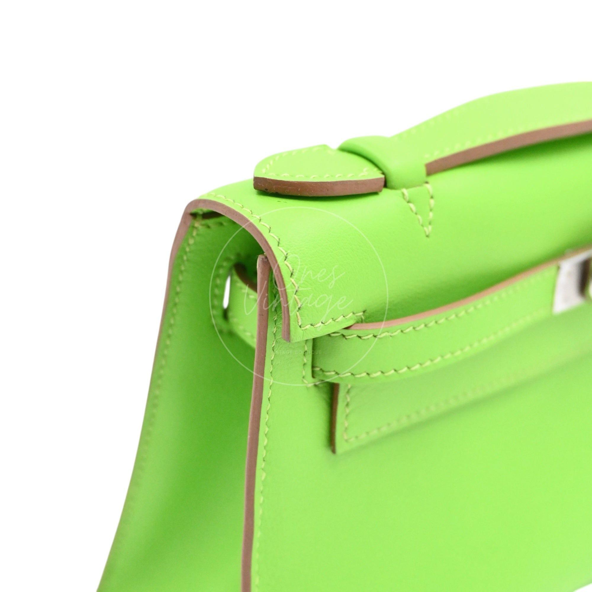Hermes Mini Kelly Pochette Swift PHW Apple Green Square P