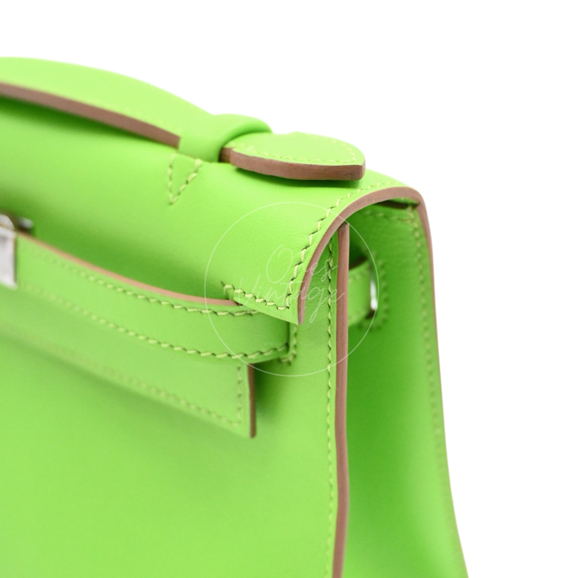 Hermes Mini Kelly Pochette Swift PHW Apple Green Square P