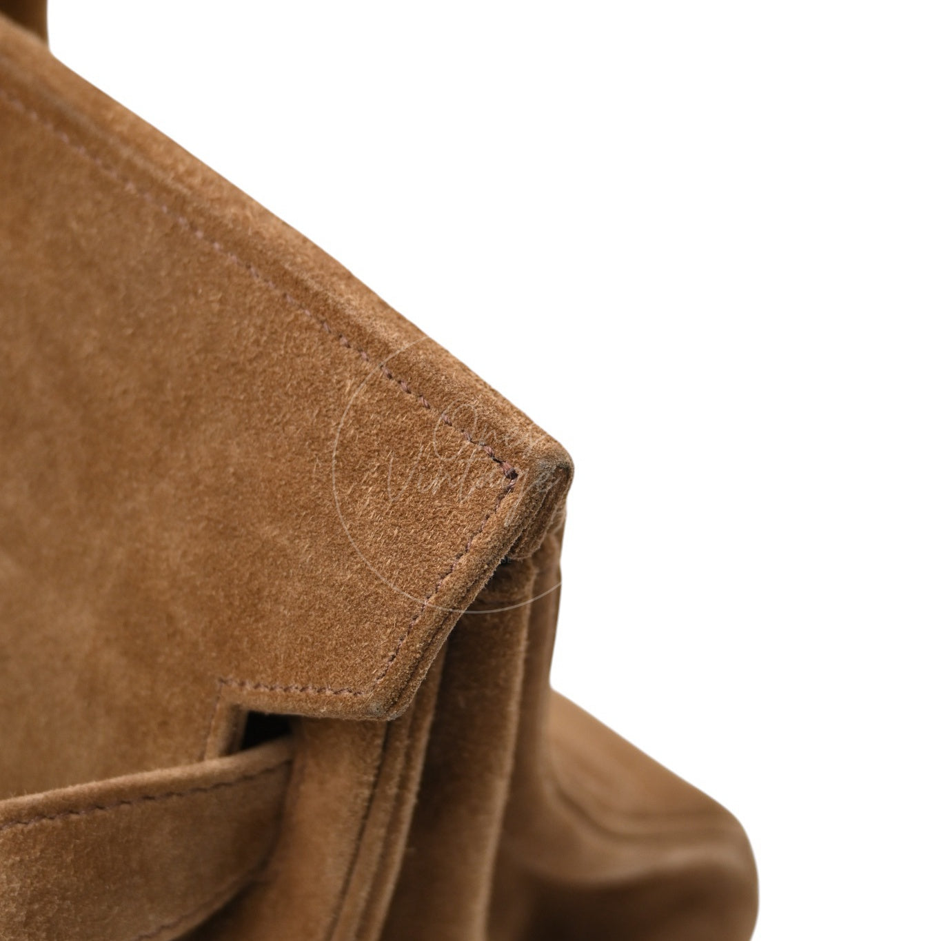 Hermes Birkin Shoulder Doblis Suede Brown Bag PHW Brown Square R