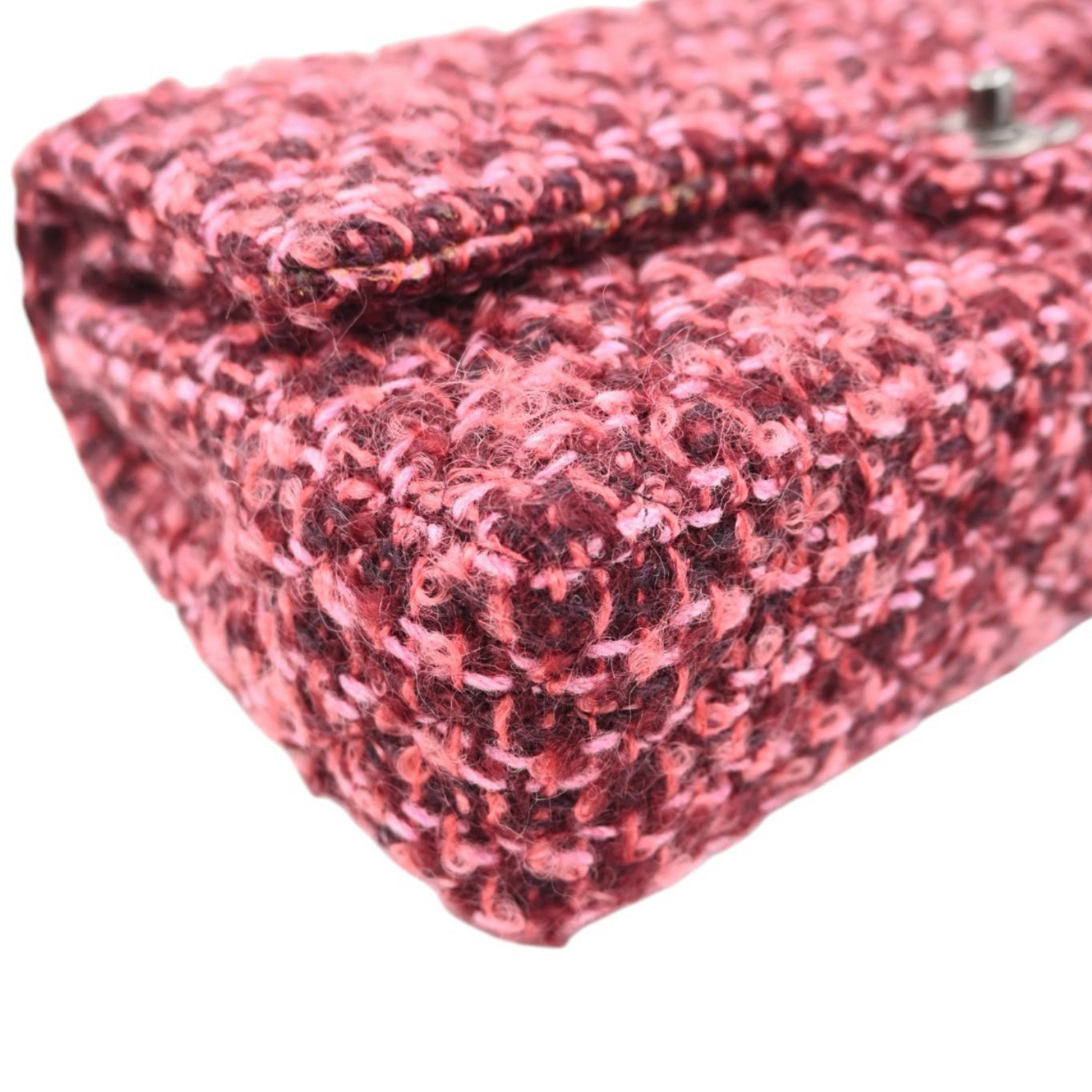 Chanel Burgundy and Pink Classic Double Flap 26 in Tweed Quilted Canvas Series 20