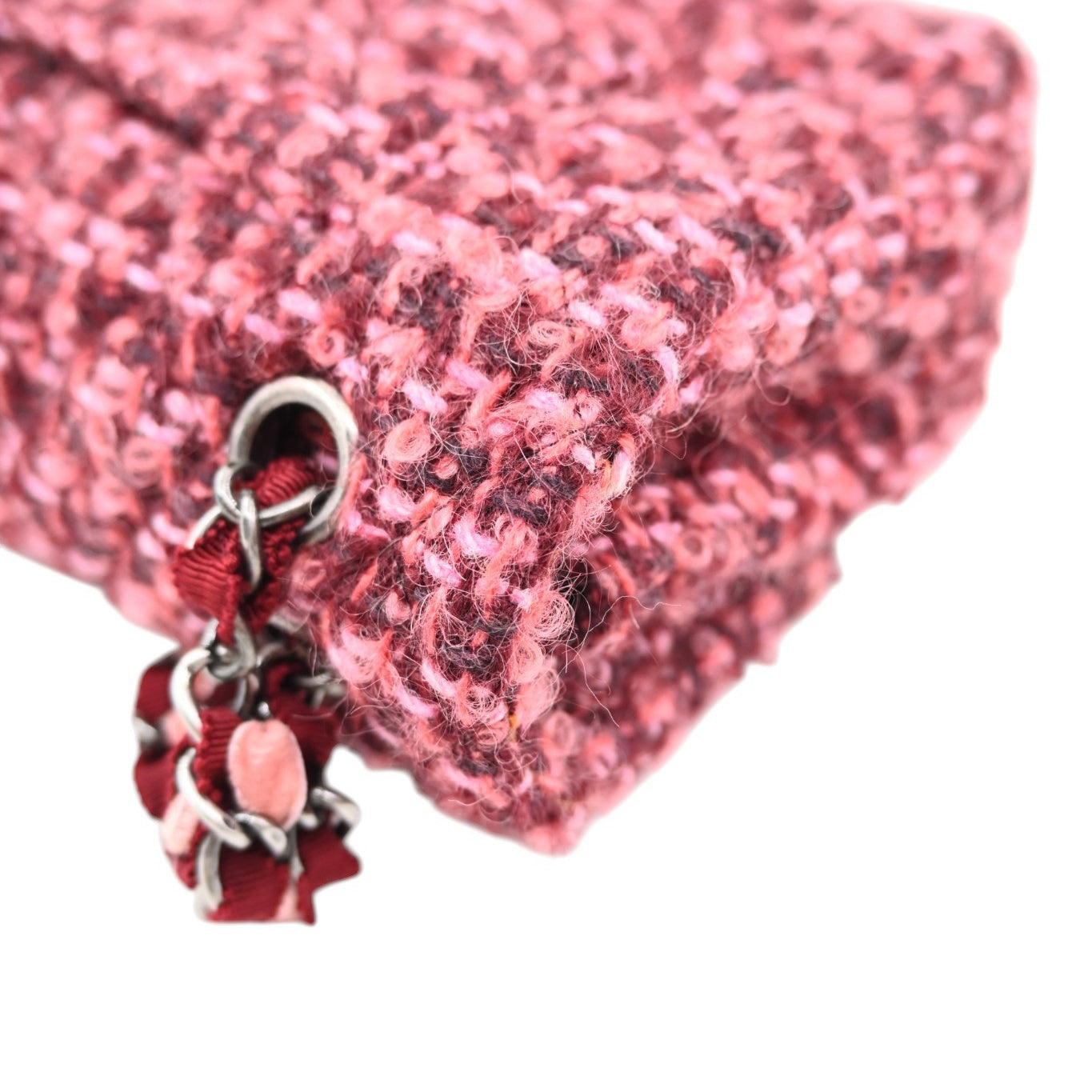 Chanel Burgundy and Pink Classic Double Flap 26 in Tweed Quilted Canvas Series 20
