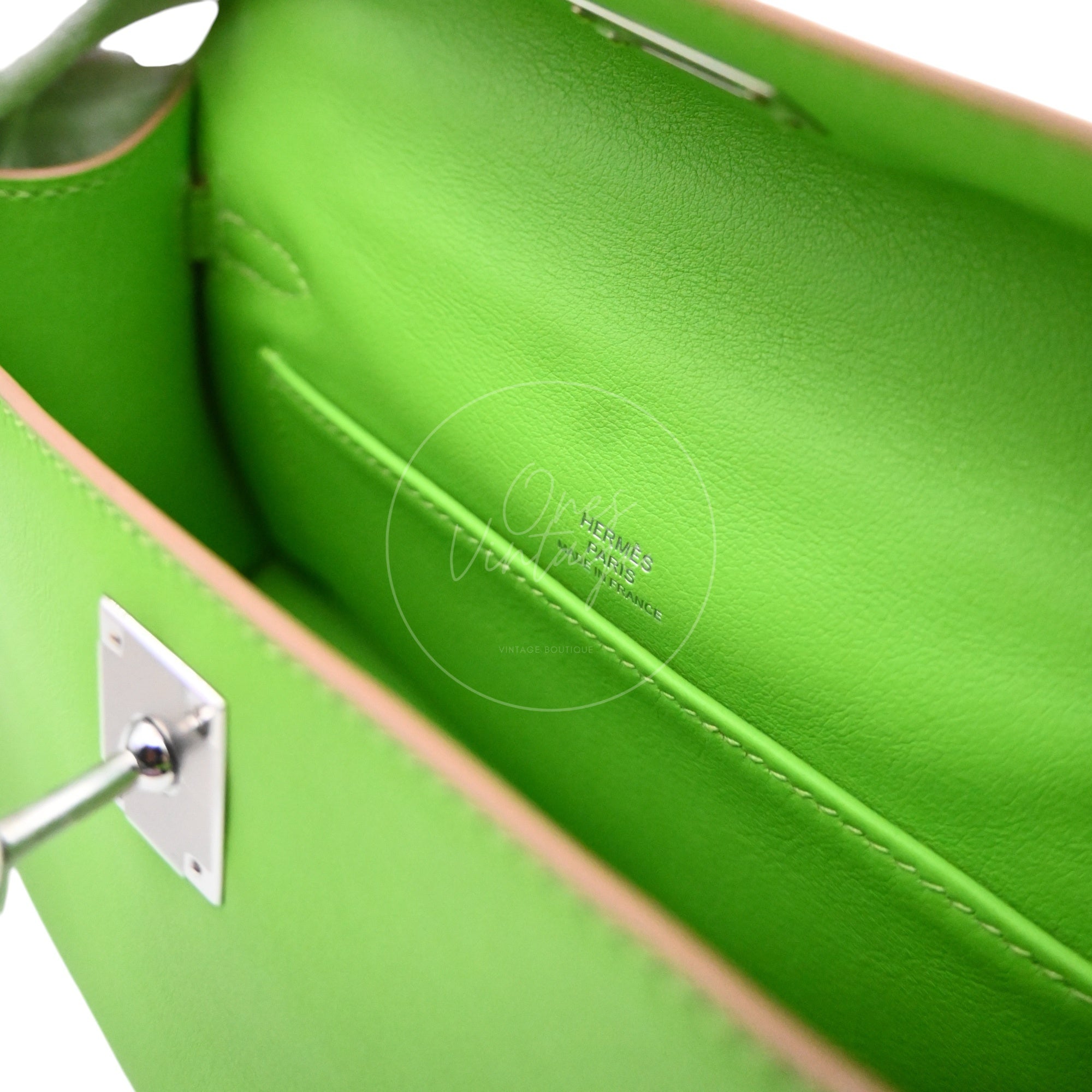 Hermes Mini Kelly Pochette Swift PHW Apple Green Square P