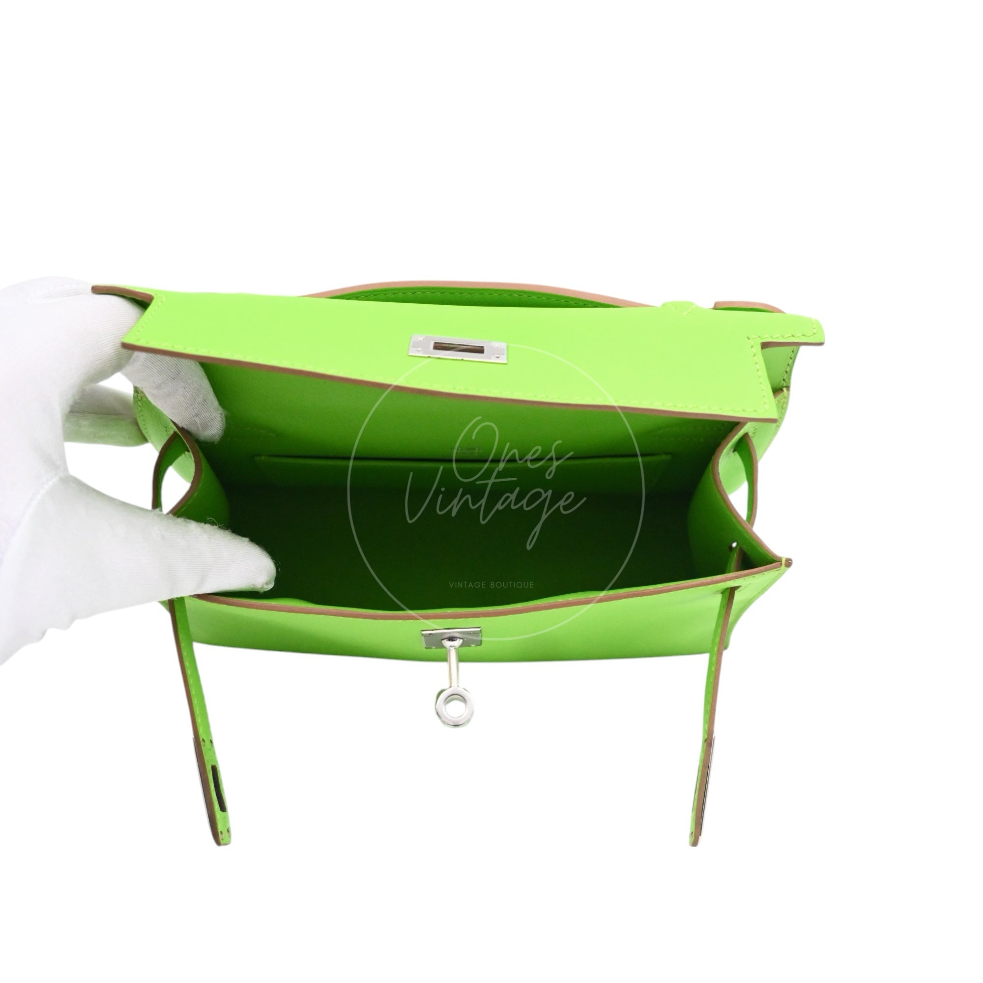 Hermes Mini Kelly Pochette Swift PHW Apple Green Square P