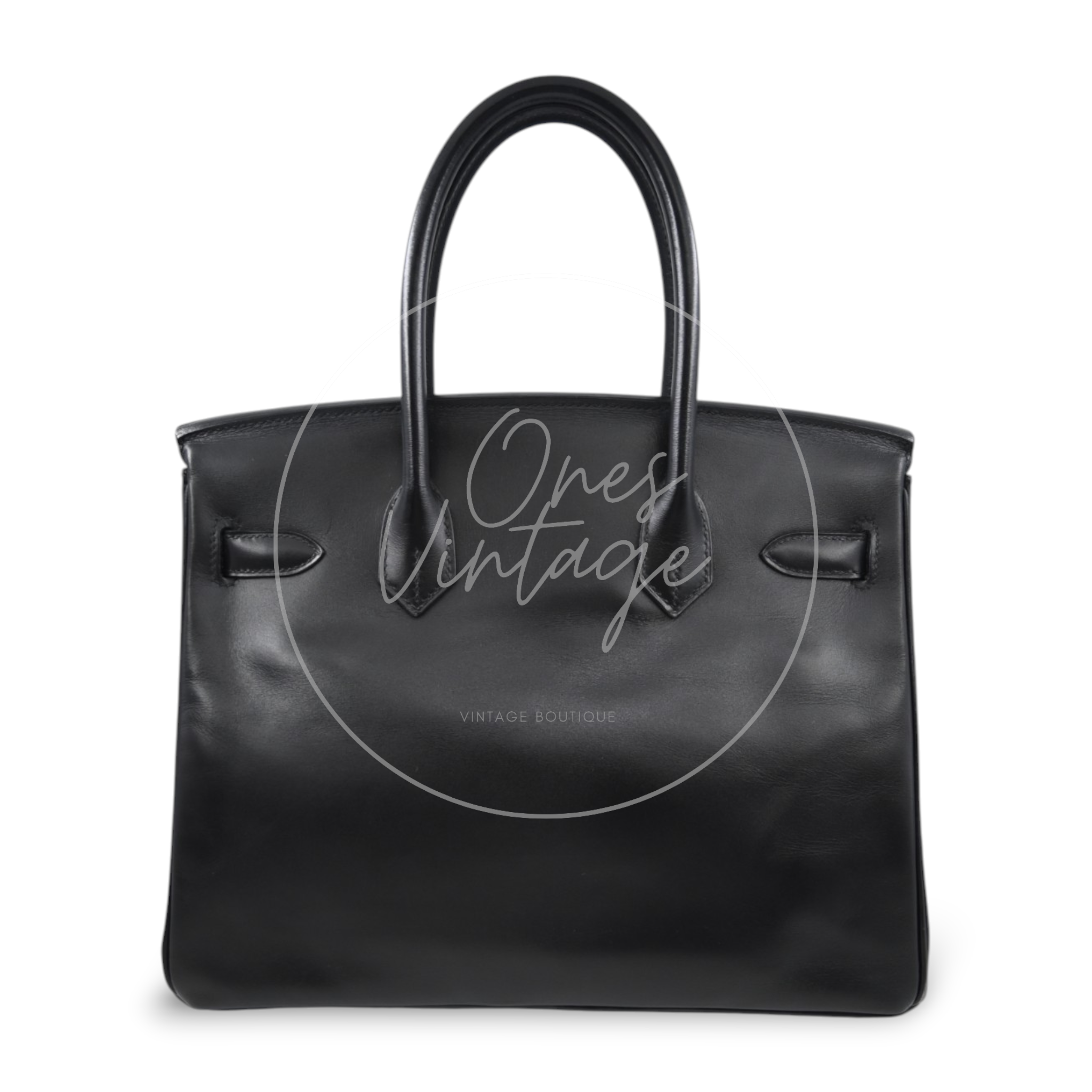 Hermes Birkin 30 So Black Box Calf Leather PVD Square N