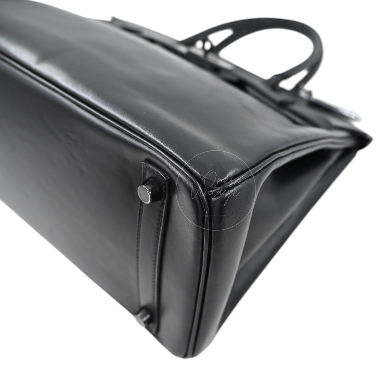 Hermes Birkin 30 So Black Box Calf Leather PVD Square N