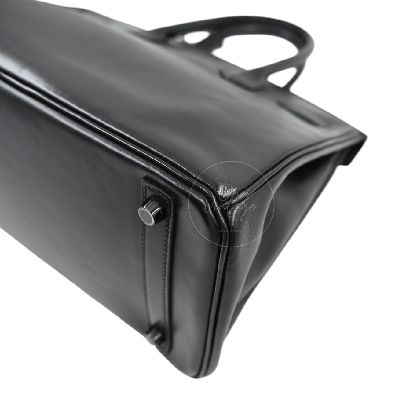 Hermes Birkin 30 So Black Box Calf Leather PVD Square N
