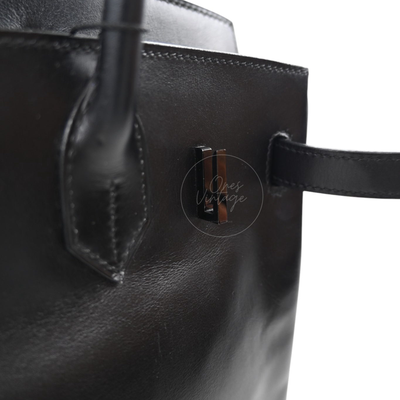 Hermes Birkin 30 So Black Box Calf Leather PVD Square N