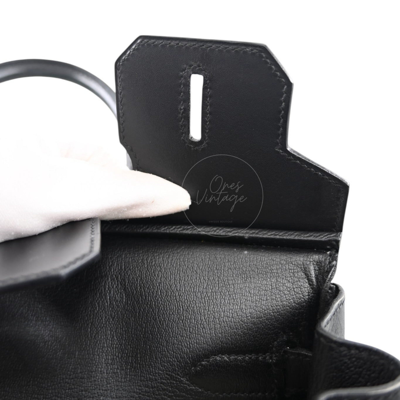 Hermes Birkin 30 So Black Box Calf Leather PVD Square N