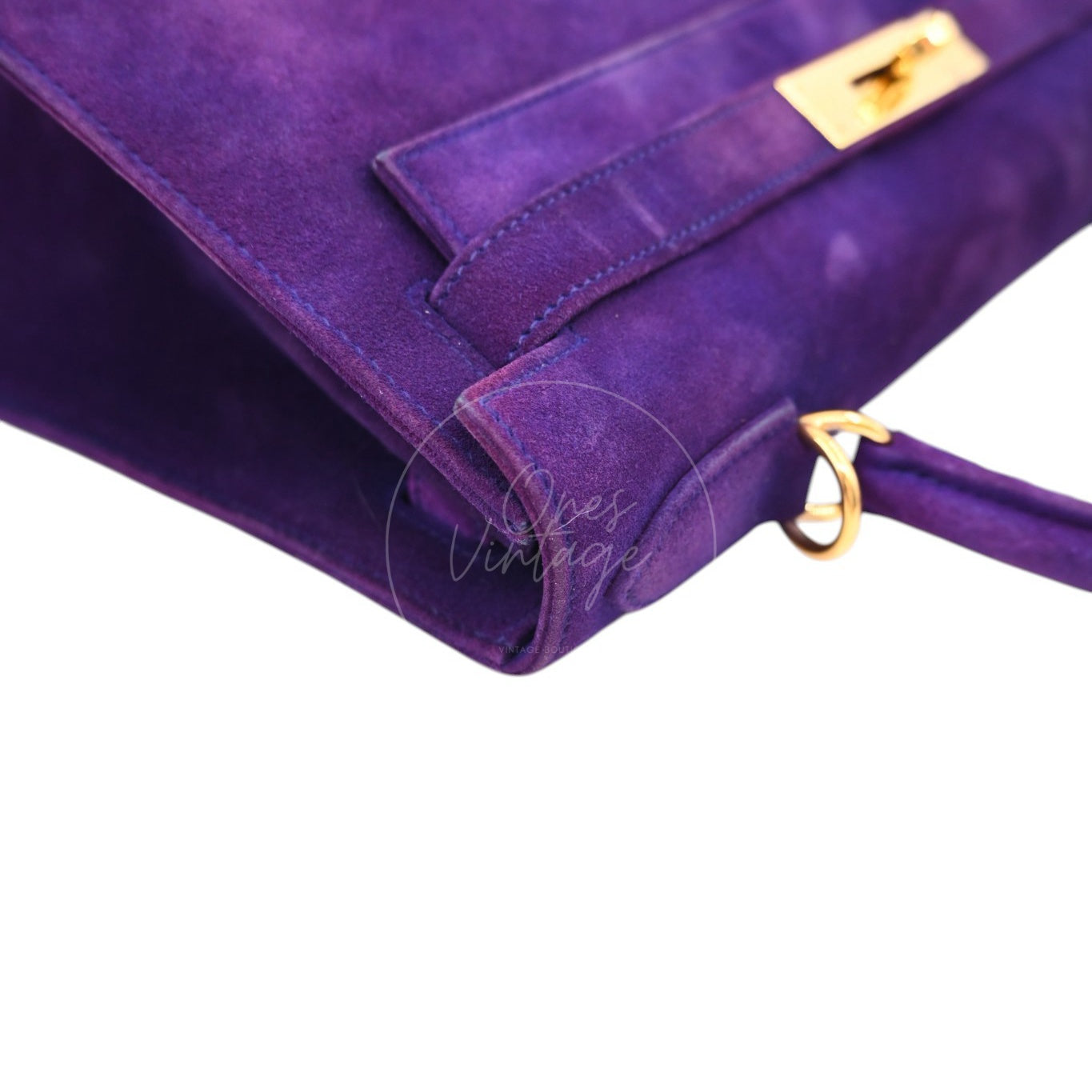 Hermes Kelly 28 Purple Suede GHW Square J