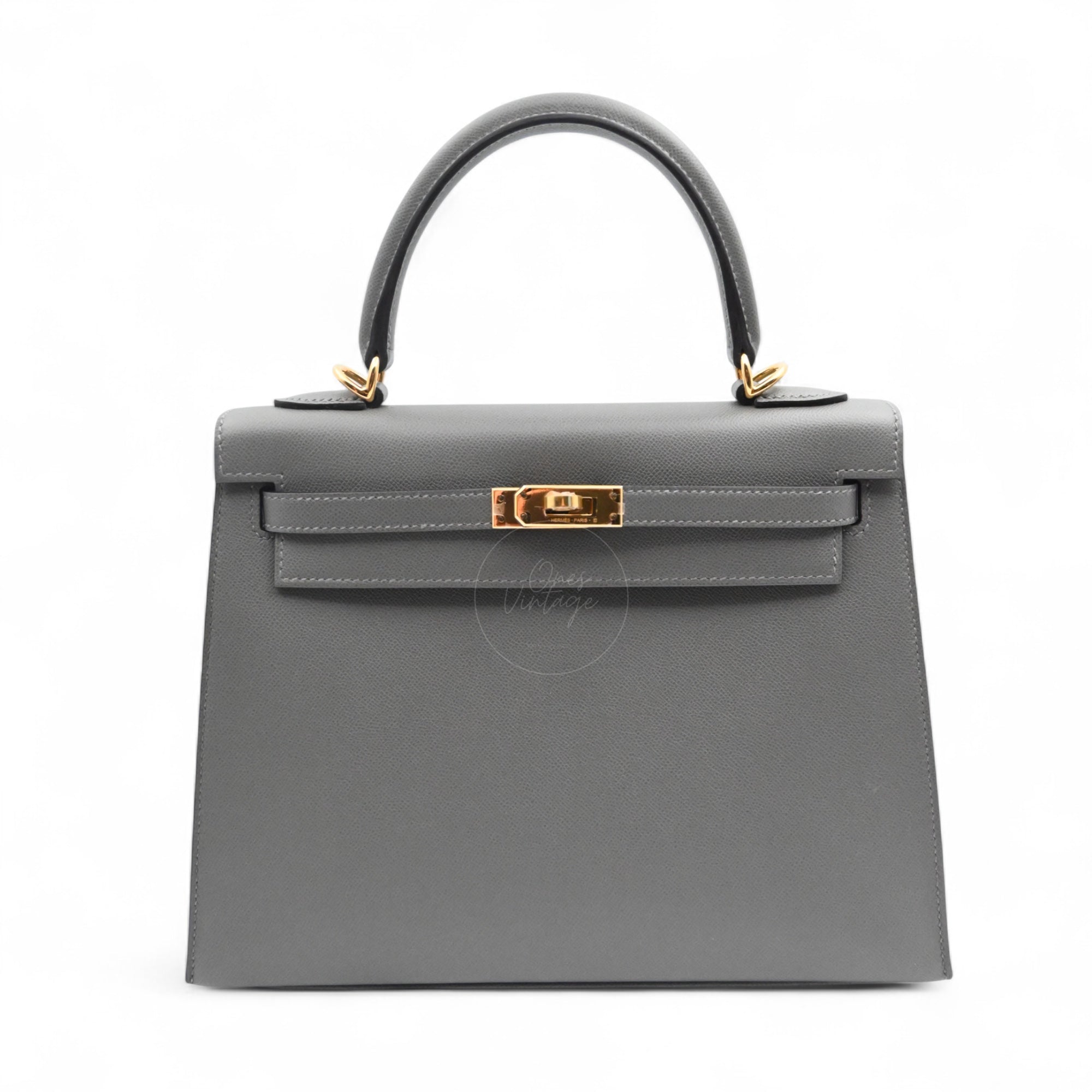 Hermes Kelly K28 Epsom Handbag GHW Gris Meyer Stamp B