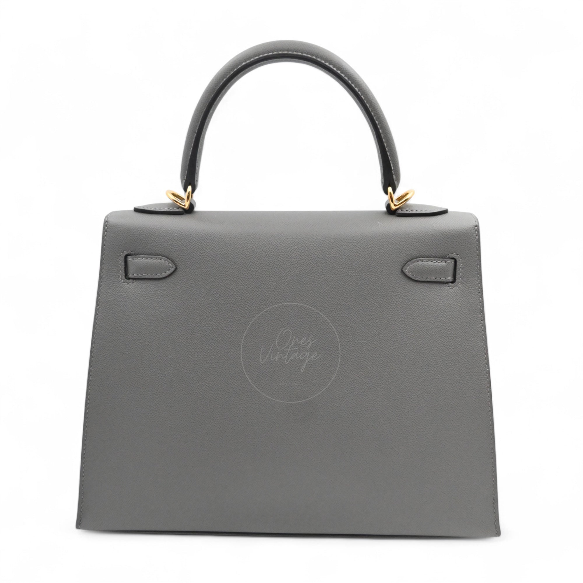 Hermes Kelly K28 Epsom Handbag GHW Gris Meyer Stamp B