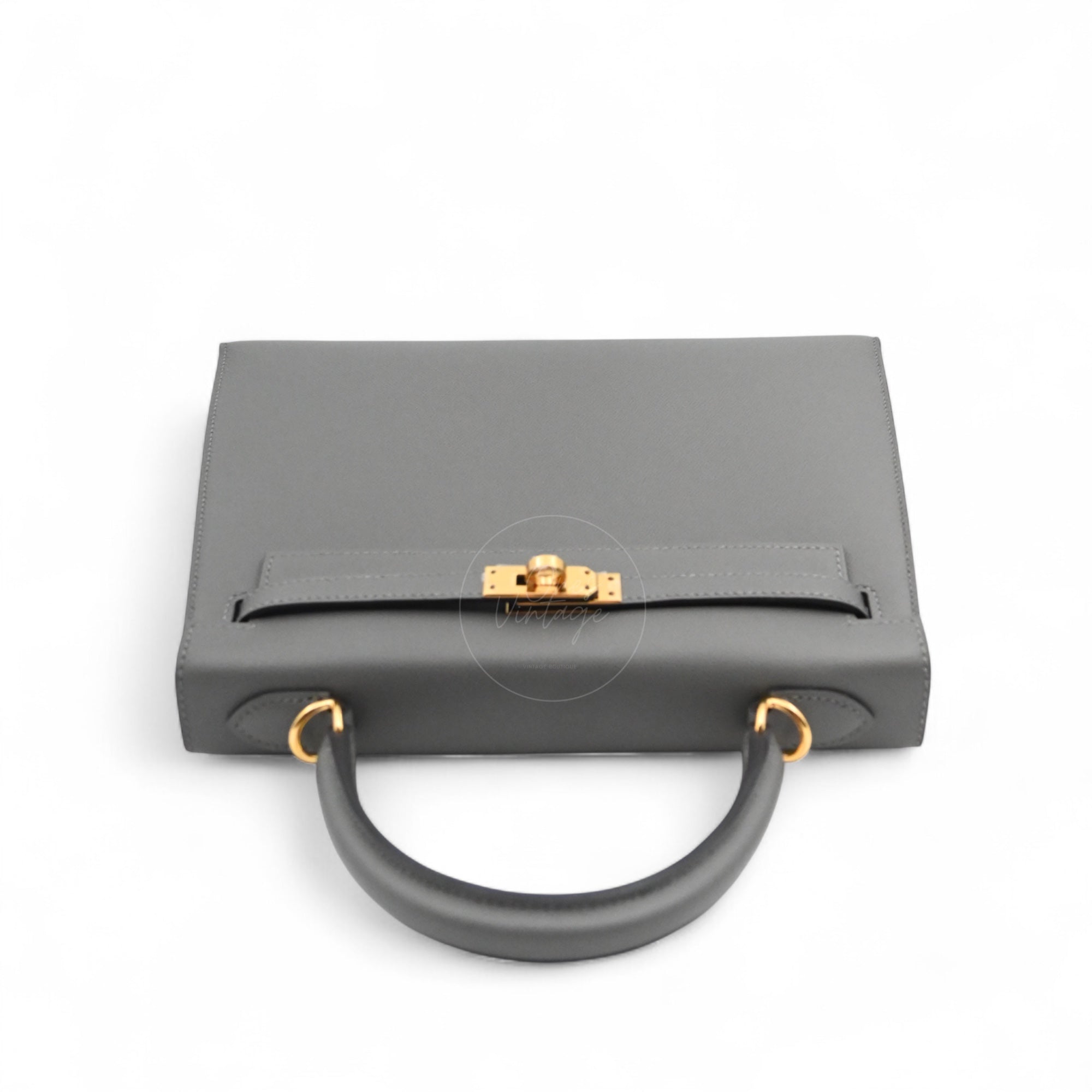 Hermes Kelly K28 Epsom Handbag GHW Gris Meyer Stamp B